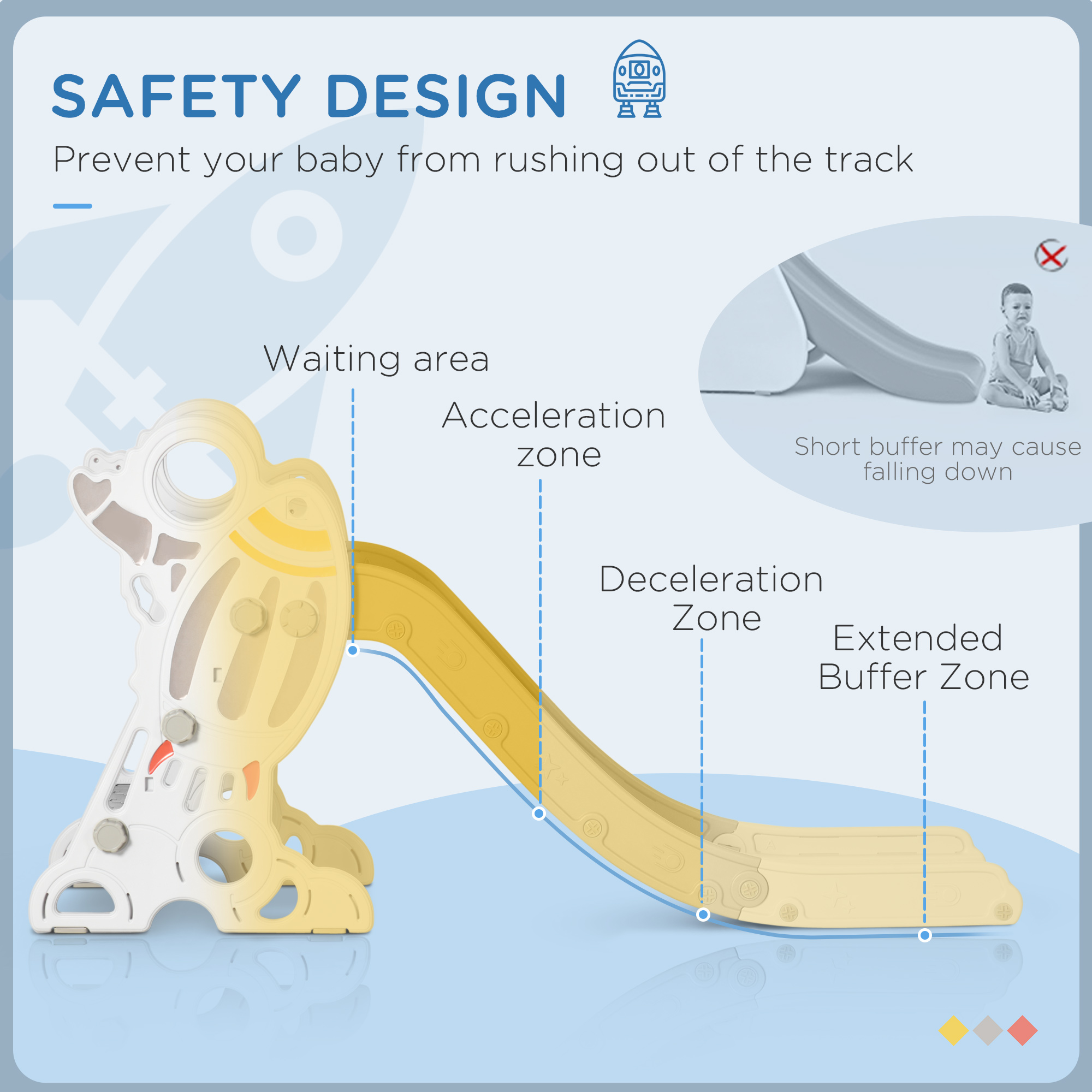 AIYAPLAY Space-Themed Baby Slide Freestanding Slide for Kids, for Ages 1.5-3 Years Grey 4