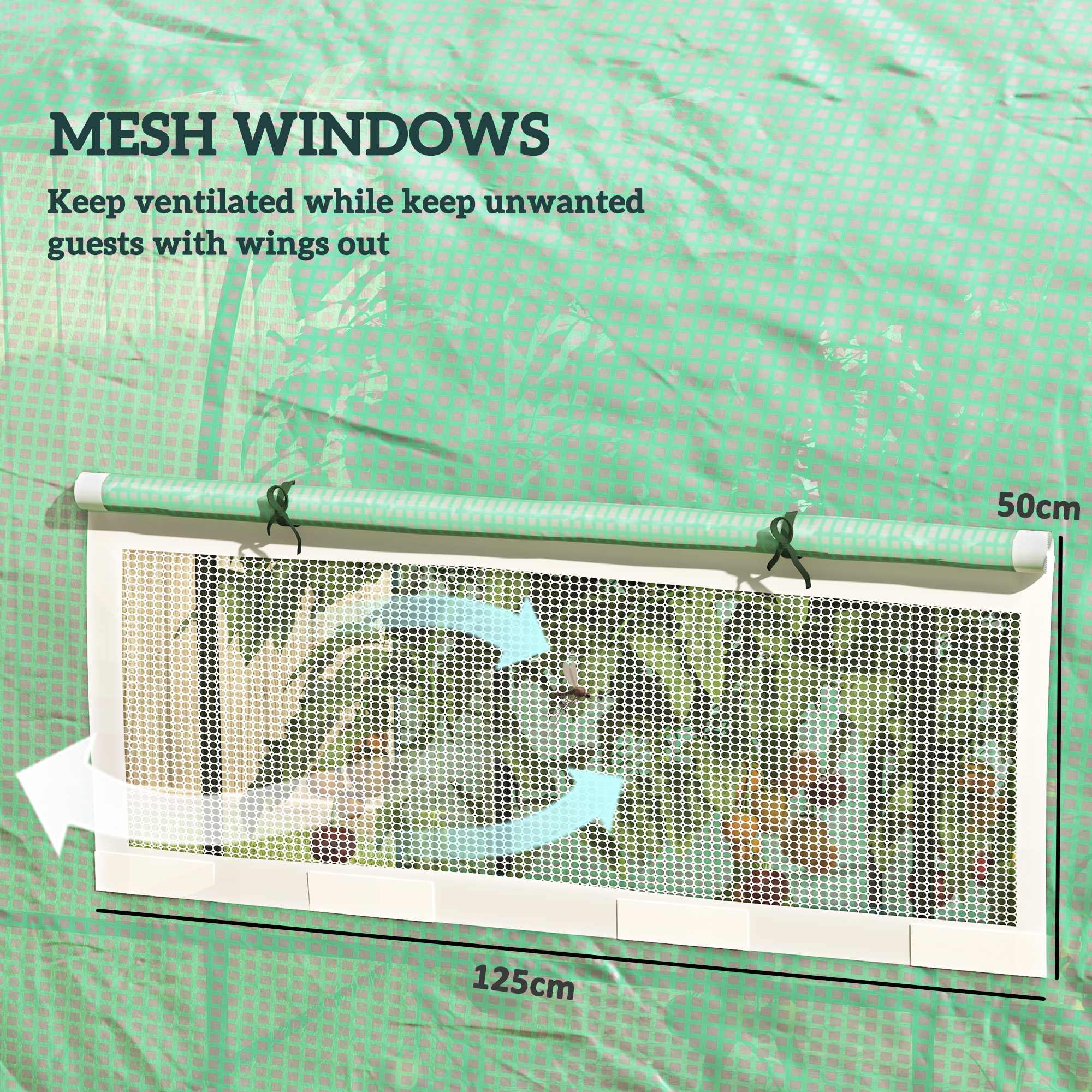 Outsunny 300 x 300cm Walk-In Polytunnel Greenhouse Green 6