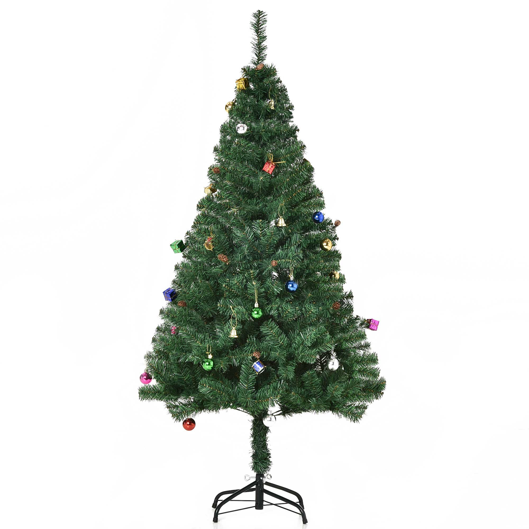 Image of Outsunny Albero di Natale Artificiale Abete con Decorazioni 150cm Verde folto, Alberi di Natale Addobbati006
