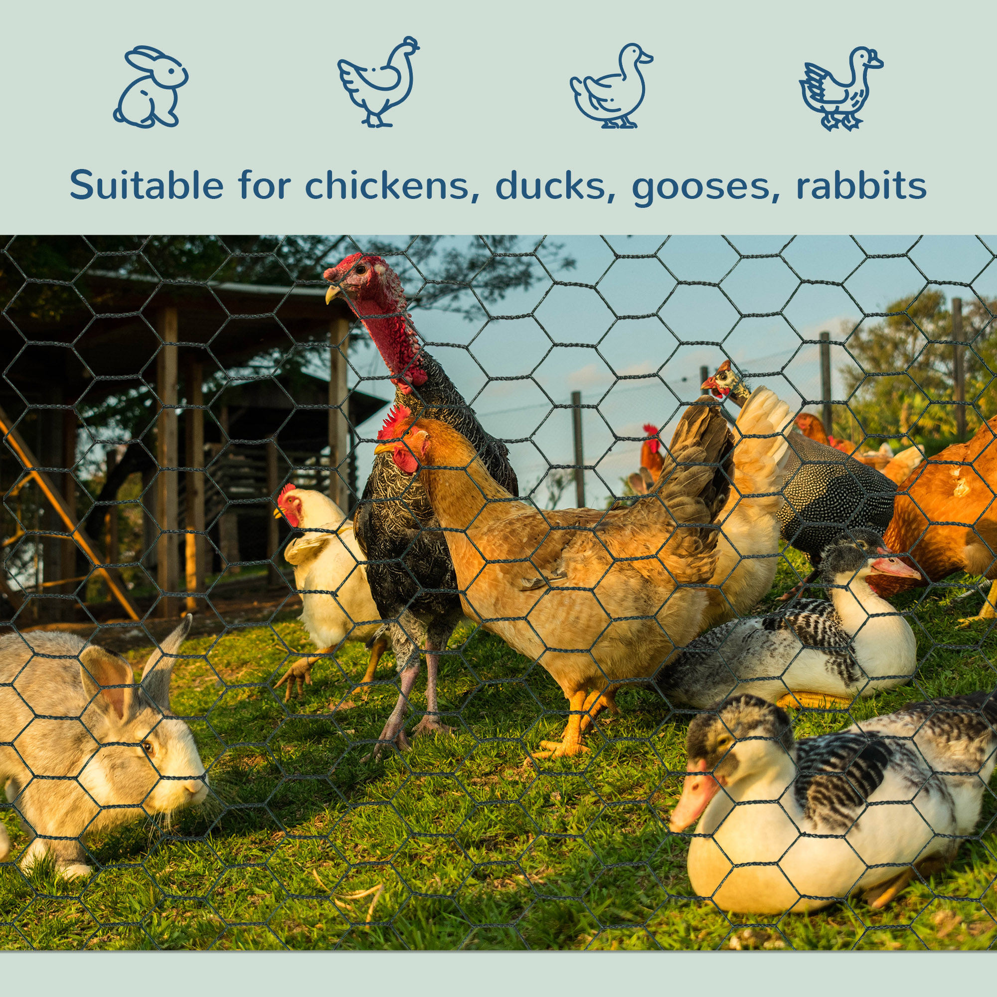 PawHut 1m x 25m Chicken Wire Mesh, Foldable PVC Coated Welded Garden Fence, Roll Poultry Netting, for Rabbits, Ducks, Geese Dark Green 4