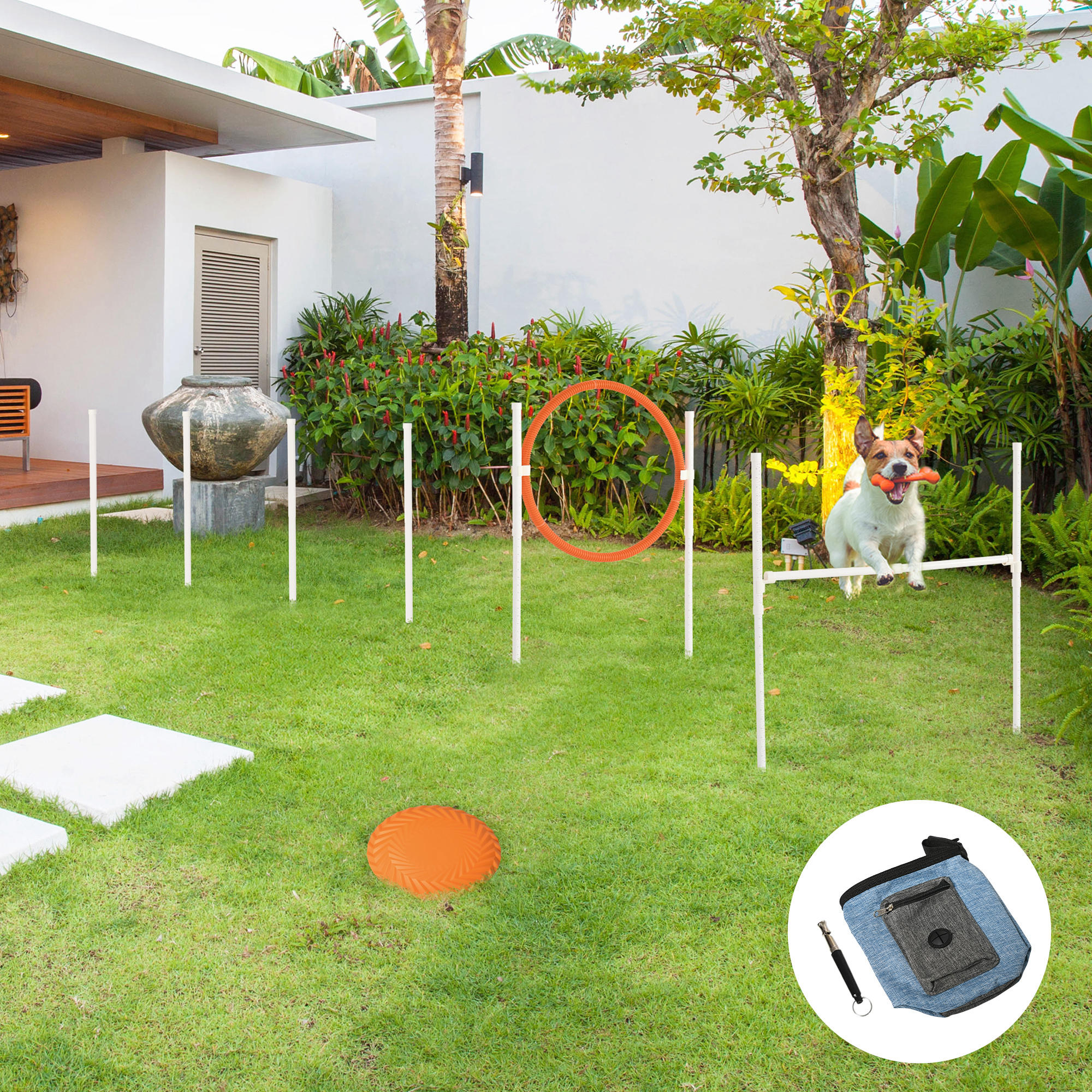 PawHut Six-Piece Dog Agility Equipment Set, with Carry Bag - Multicoloured