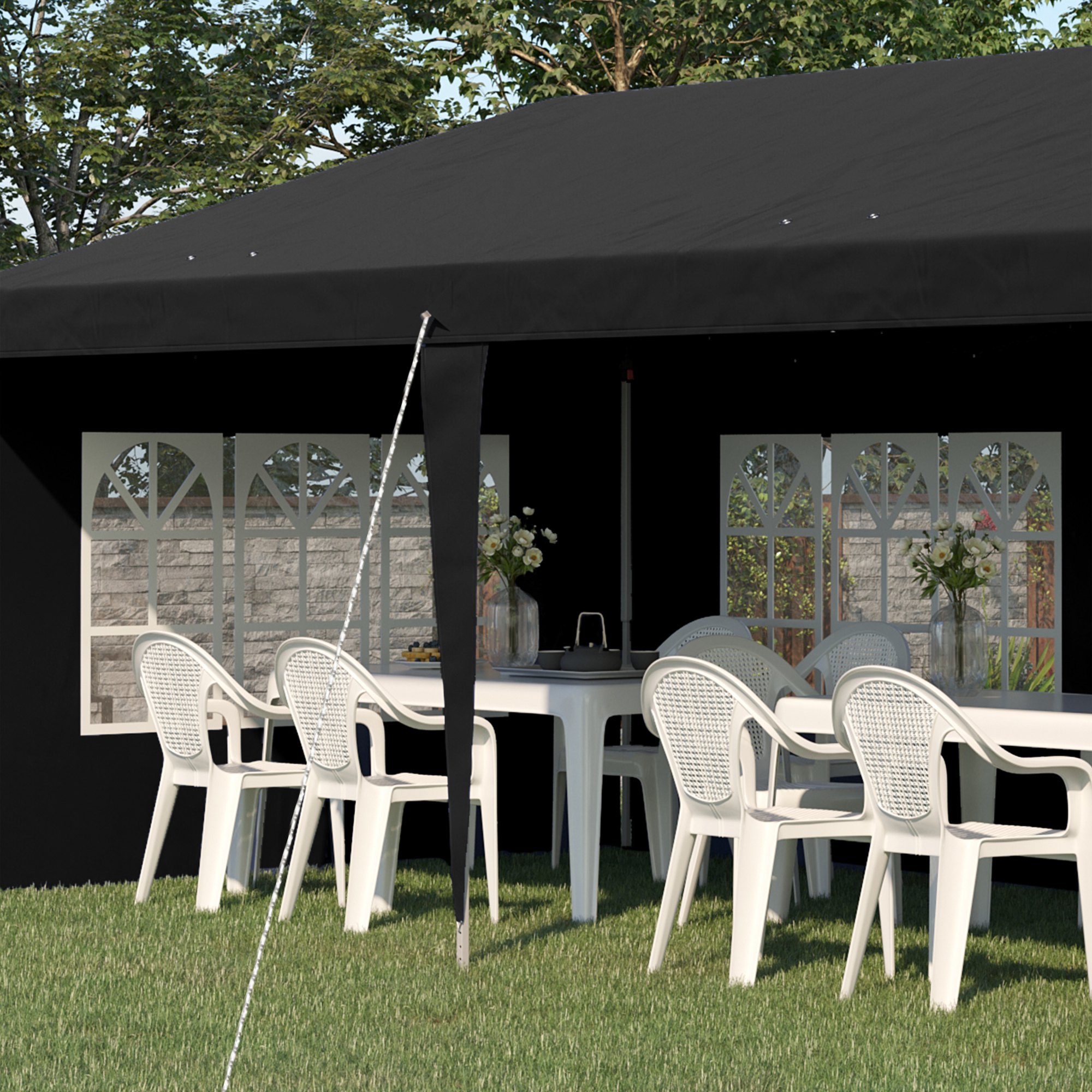 Outsunny 3 x 6m Pop-Up Gazebo, with Removable Walls Black 8