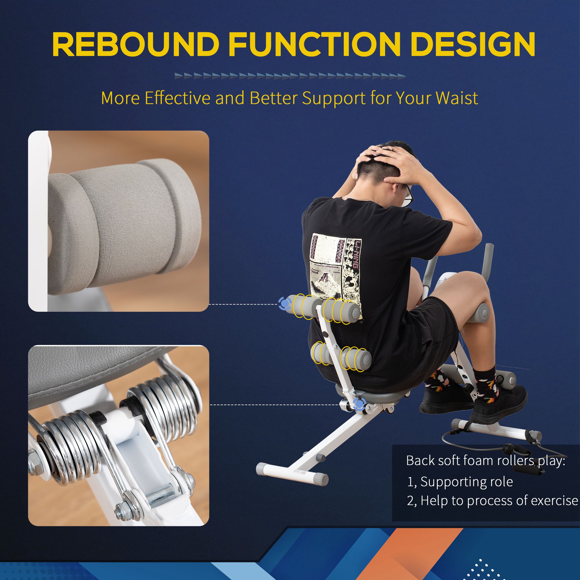 HOMCOM 2-IN-1 Core Abdominal Ab Trainer Sit Up Bench with LCD Screen, Adjustable Fitness Crunch Machine for Home GYM 5