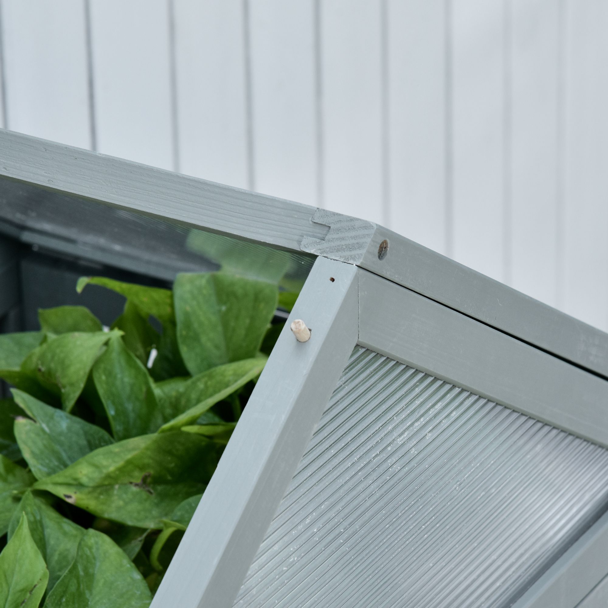 Outsunny Garden Cold Frame Polycarbonate Greenhouse with Adjustable Shelves, Double Doors, Openable Top Covers, Grow House for Flower Vegetable Plants, 80 x 47 x 138cm, Grey 7