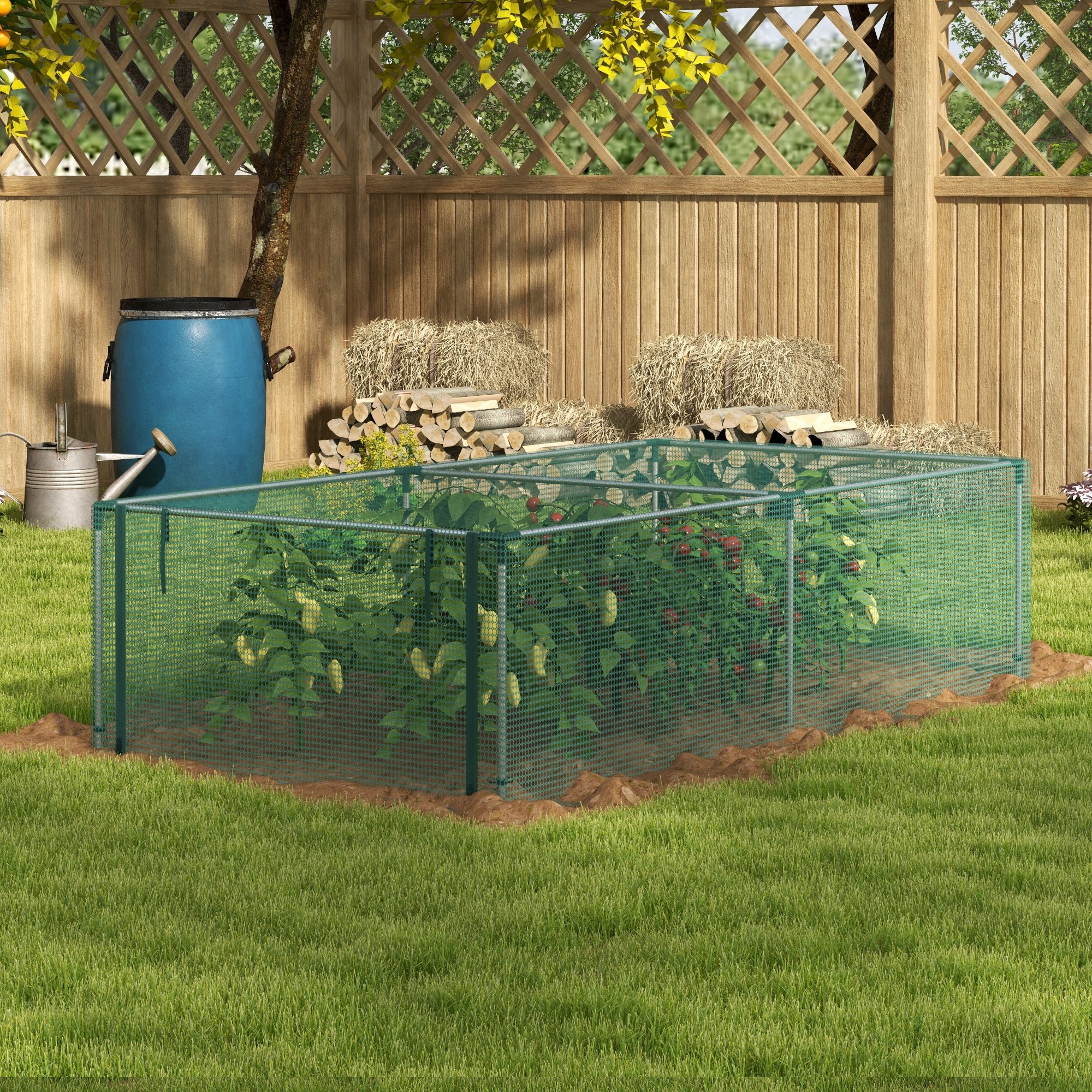 Outsunny 8' x 4' Plant Protection Cage, with Door, Green 2