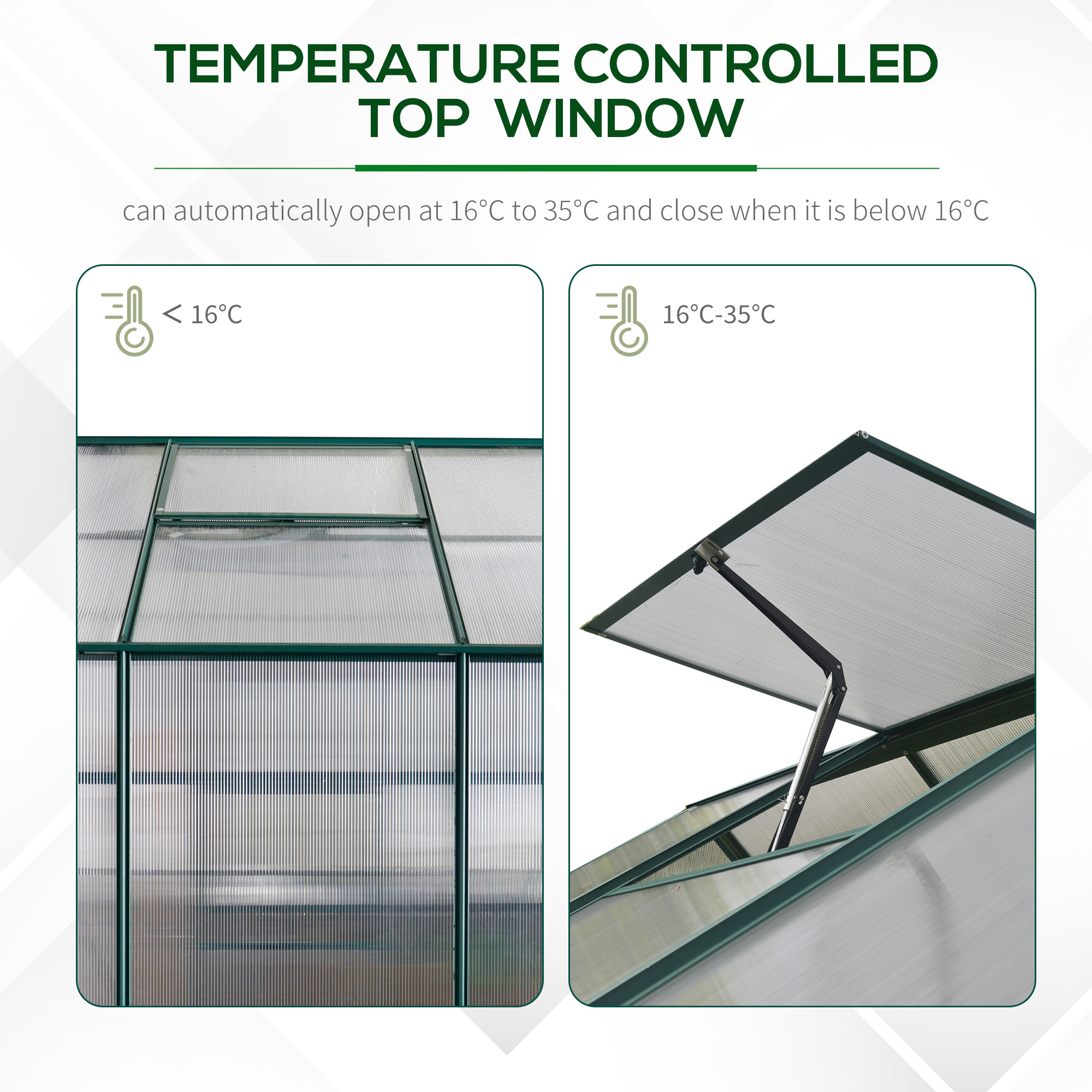 Outsunny 6x6 FT Polycarbonate Greenhouse with Base and Raised Bed, Walk-in Greenhouse with Aluminium Frame, Temperature Controlled Window, Foundation for Plants, Flowers, Vegetable 6