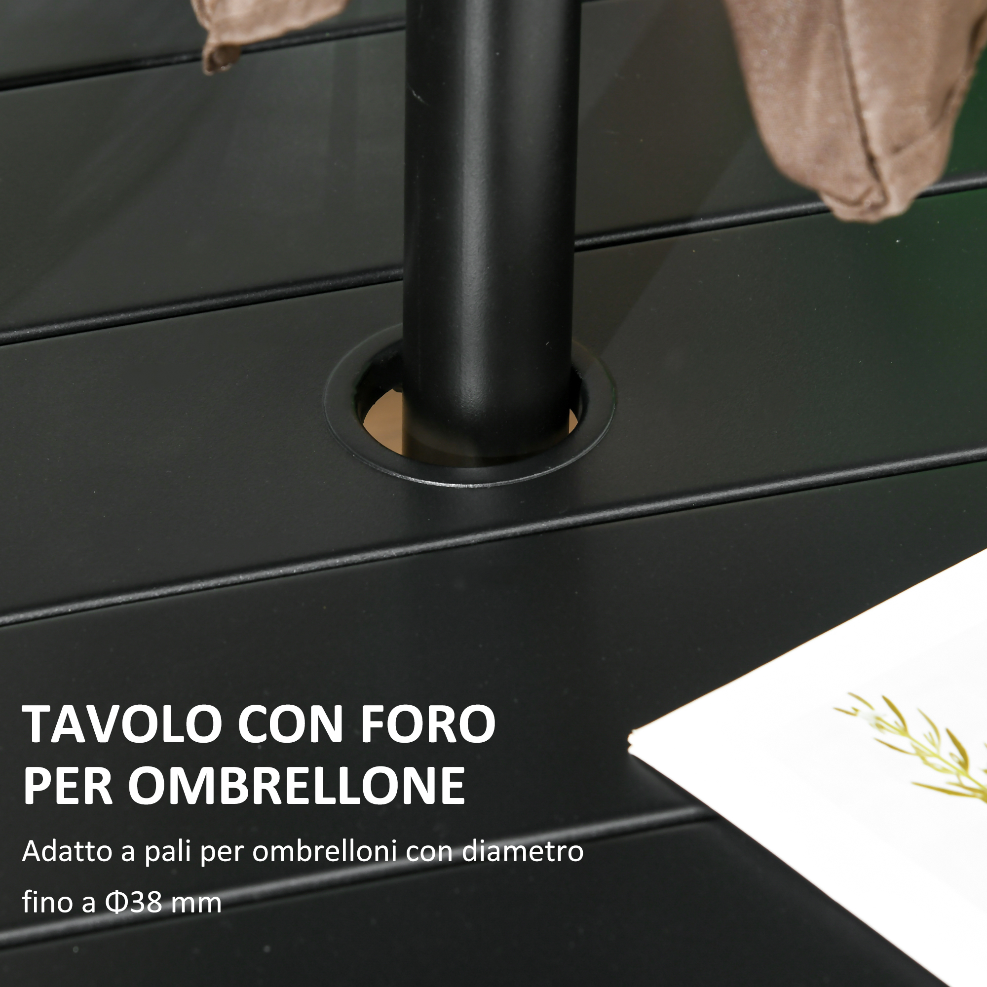 marrone)Manicotto stabilizzatore per ombrellone da esterno adatto per fori da tavolo da patio