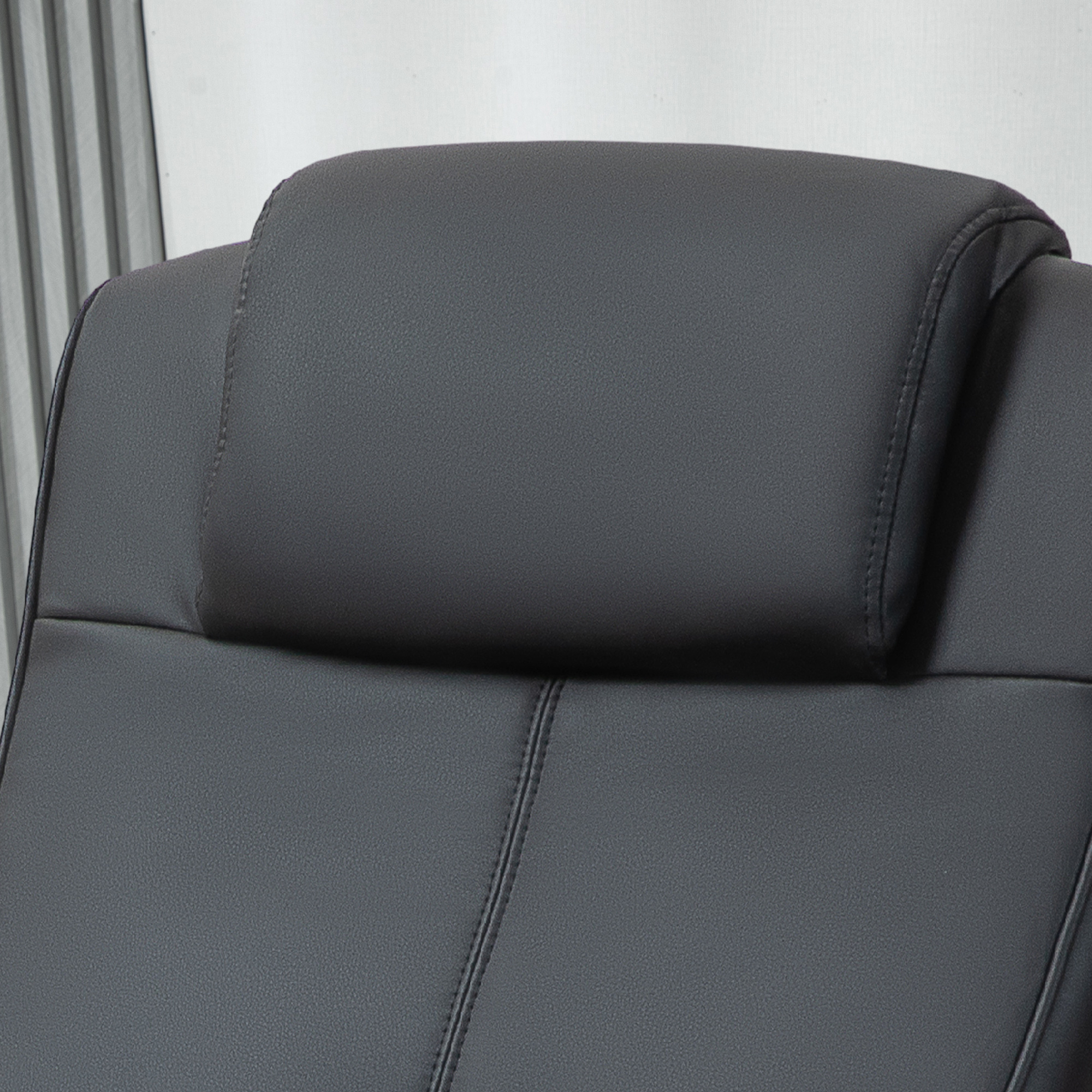 HOMCOM Faux Leather Reclining Chair and Footstool Black 8