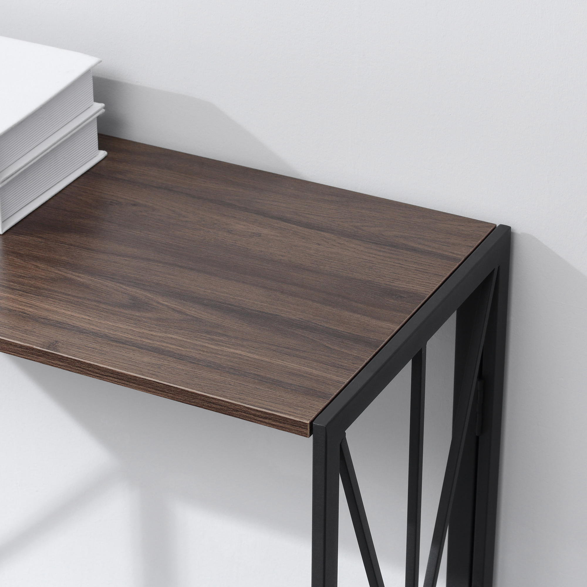 Tavolo Consolle Pieghevole Stile Industriale HOMCOM - Legno E Metallo, 100x38x80 Cm, Marrone, Salvaspazio - Foto 2