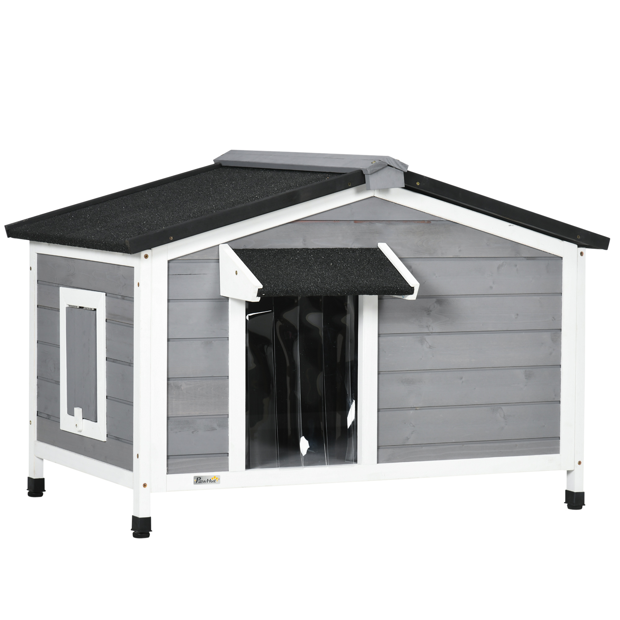 PawHut Wooden Dog Kennel with Removable Floor, Asphalt and Openable Roof, Large Window, for Large Dogs, Yellow