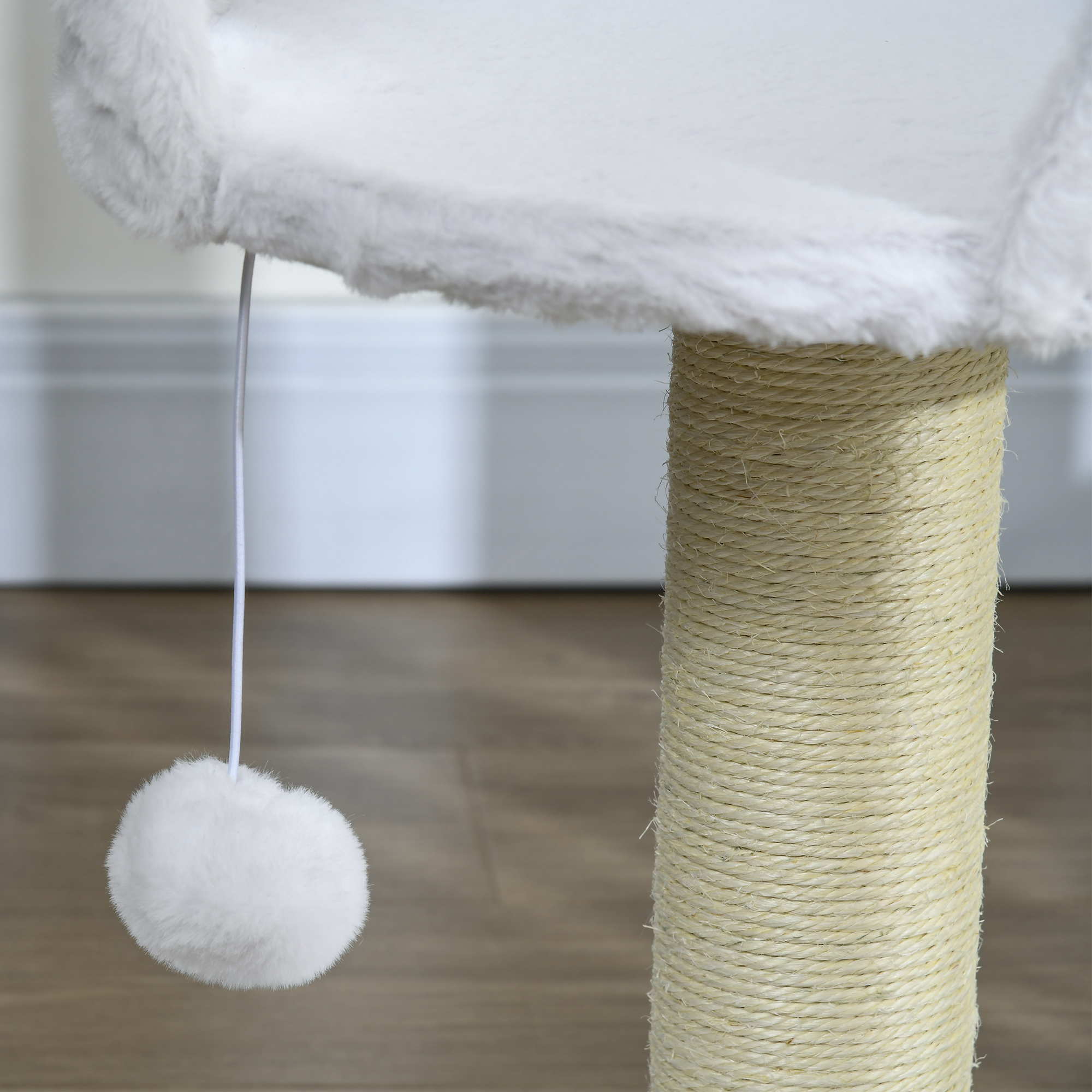PawHut Cat Tree Tower with Scratching Posts, White 8