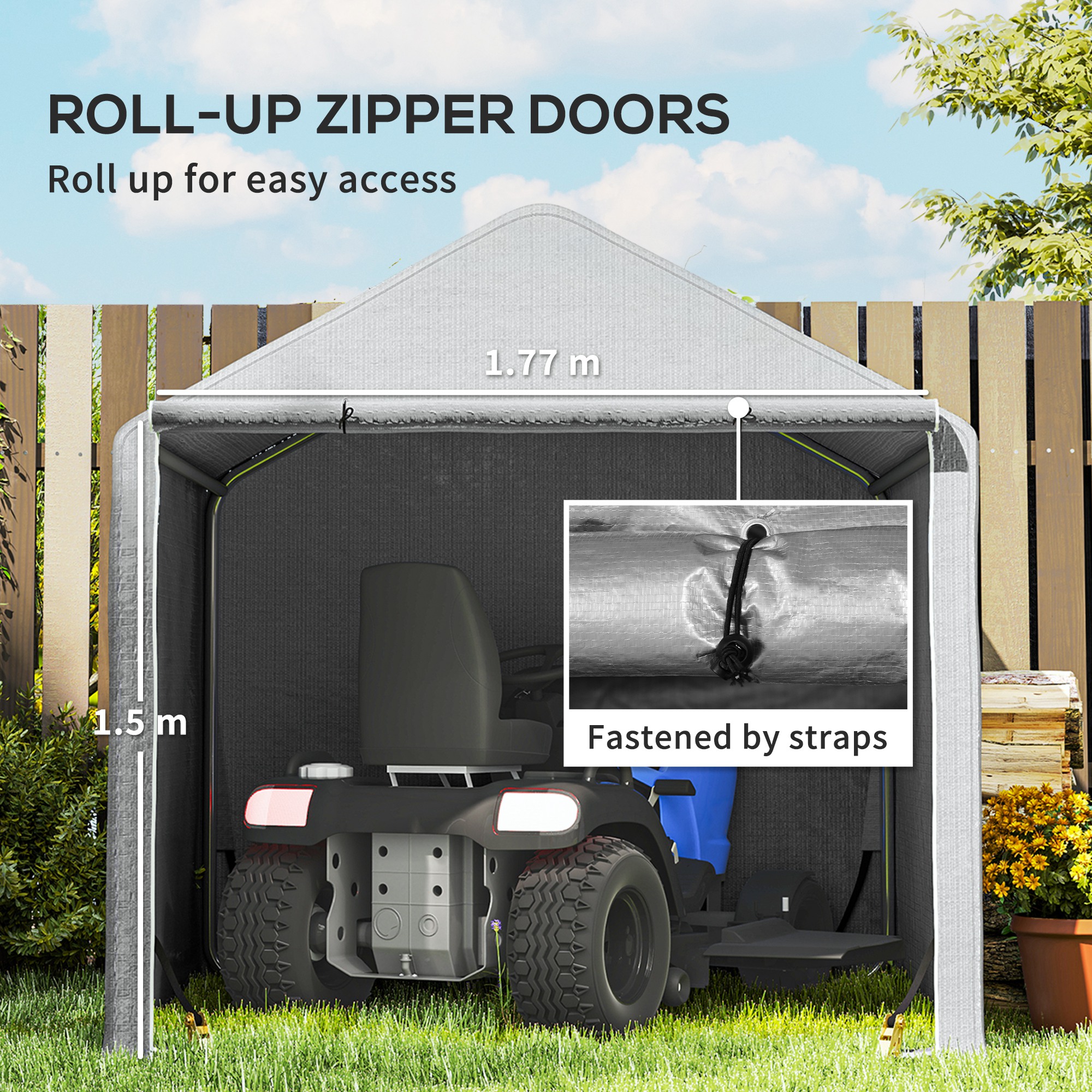 Outsunny 2 x 2m Garden Fabric Storage Tent Grey 5