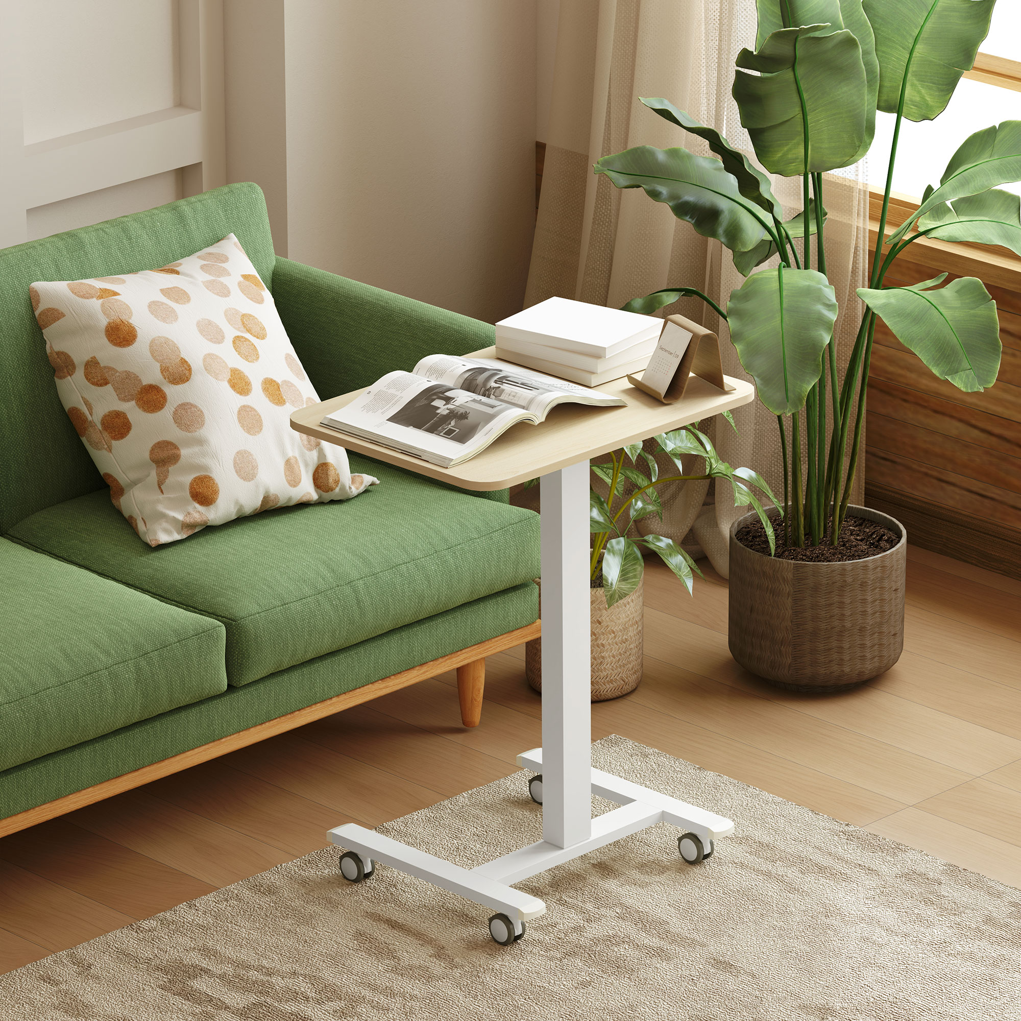 Vinsetto 68-108cm Height Adjustable Work Desk Wood-Effect/White 7