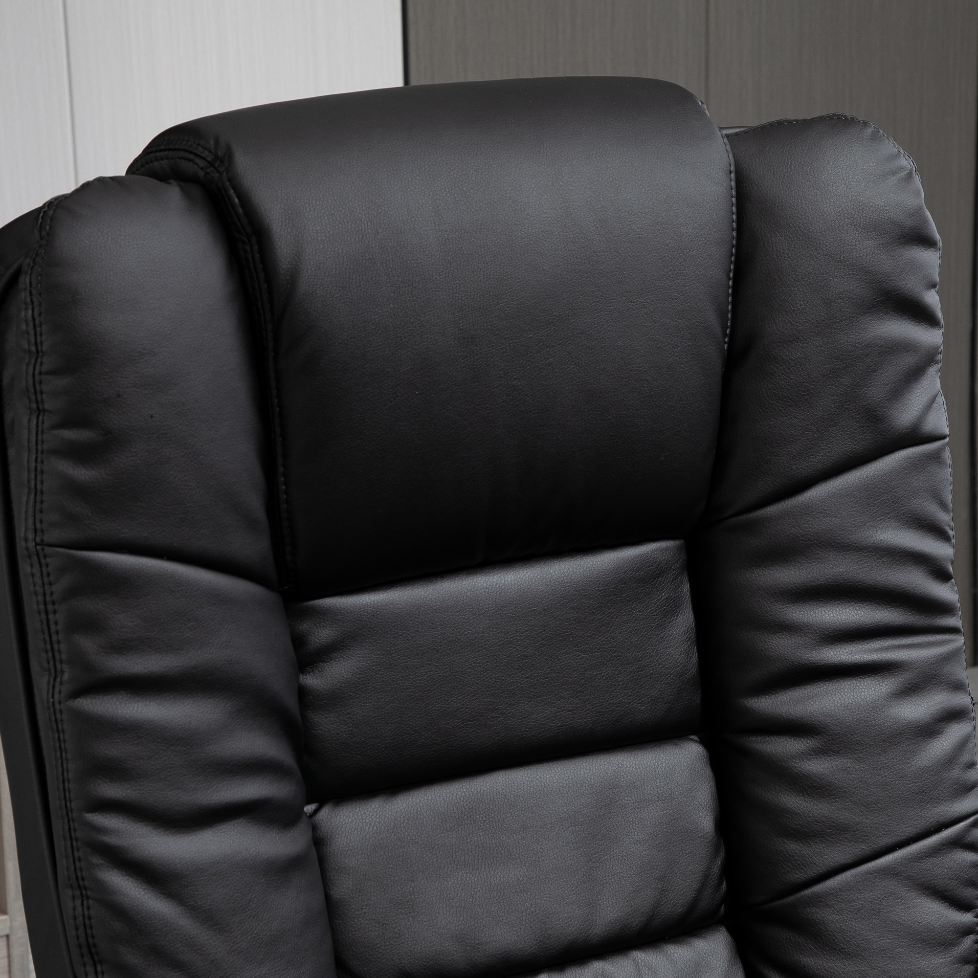 HOMCOM Recliner Chair With footstool, Recliner Armchair up to 130kg Weight Capacity, 135° Reclining Swivel Sofa Chair, PU Leather Ergonomic Couch Bed with Swivel Wood Base for Living Room, Black 8