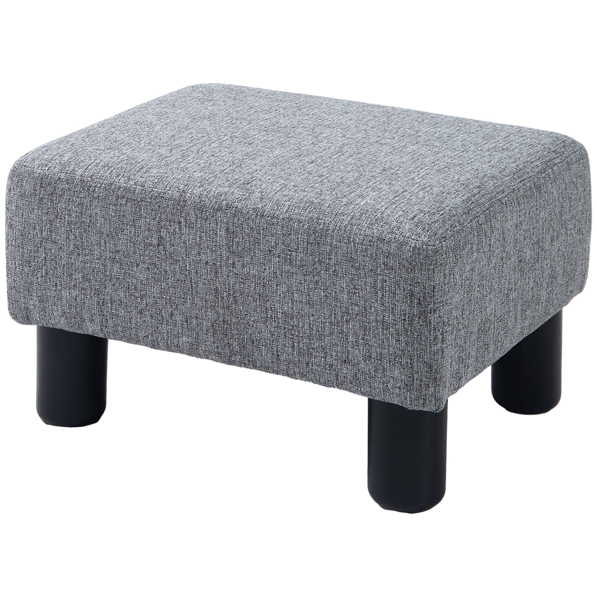 HOMCOM Pouf repose-pied tabouret bas en tissu de lin capacité de charge 150 Kg 40 x 30 x 24 cm gris