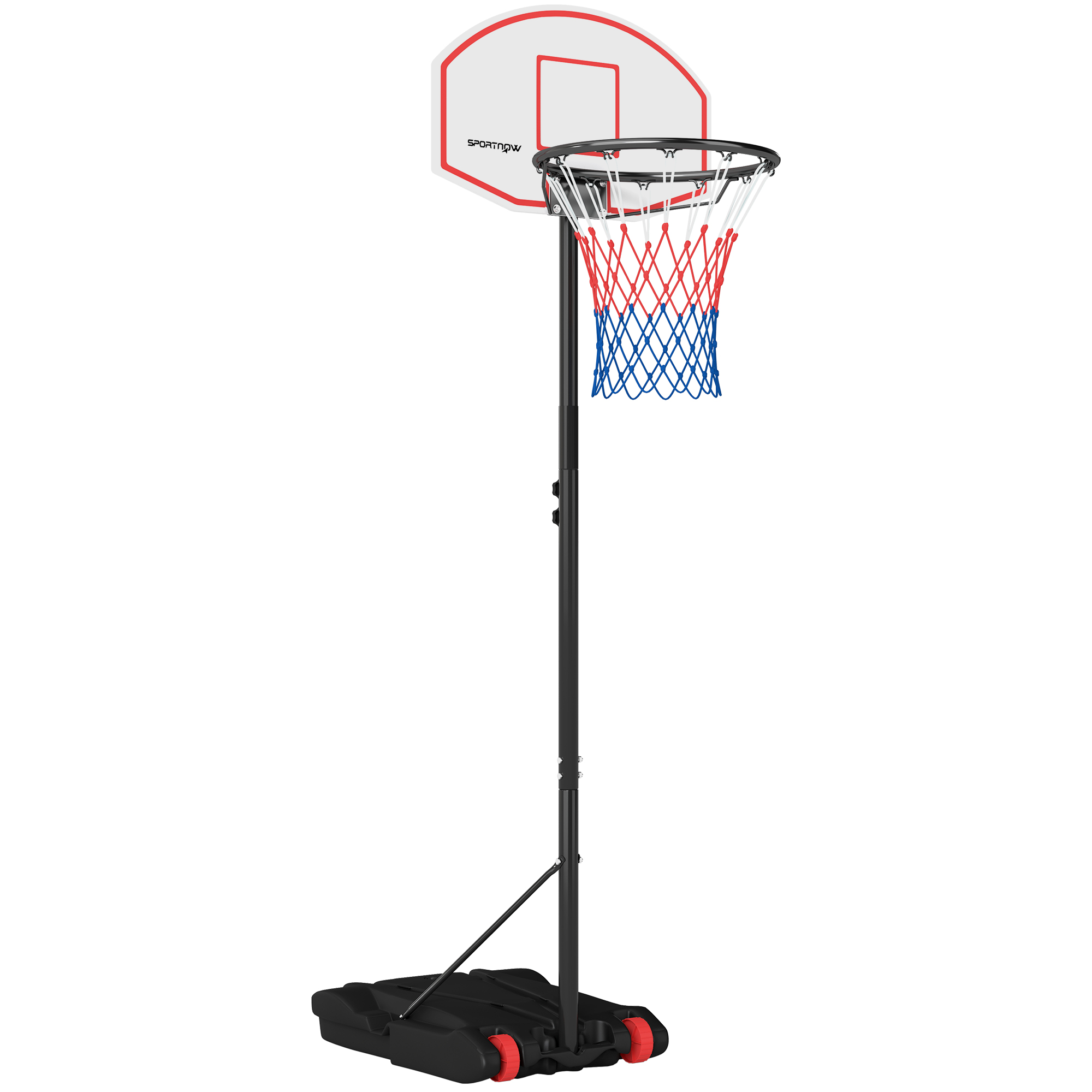 SPORTNOW Canasta de Baloncesto con Tablero de Dardos Altura Ajustable Base Rellenable y Ruedas 74x55x210-247 cm Negro