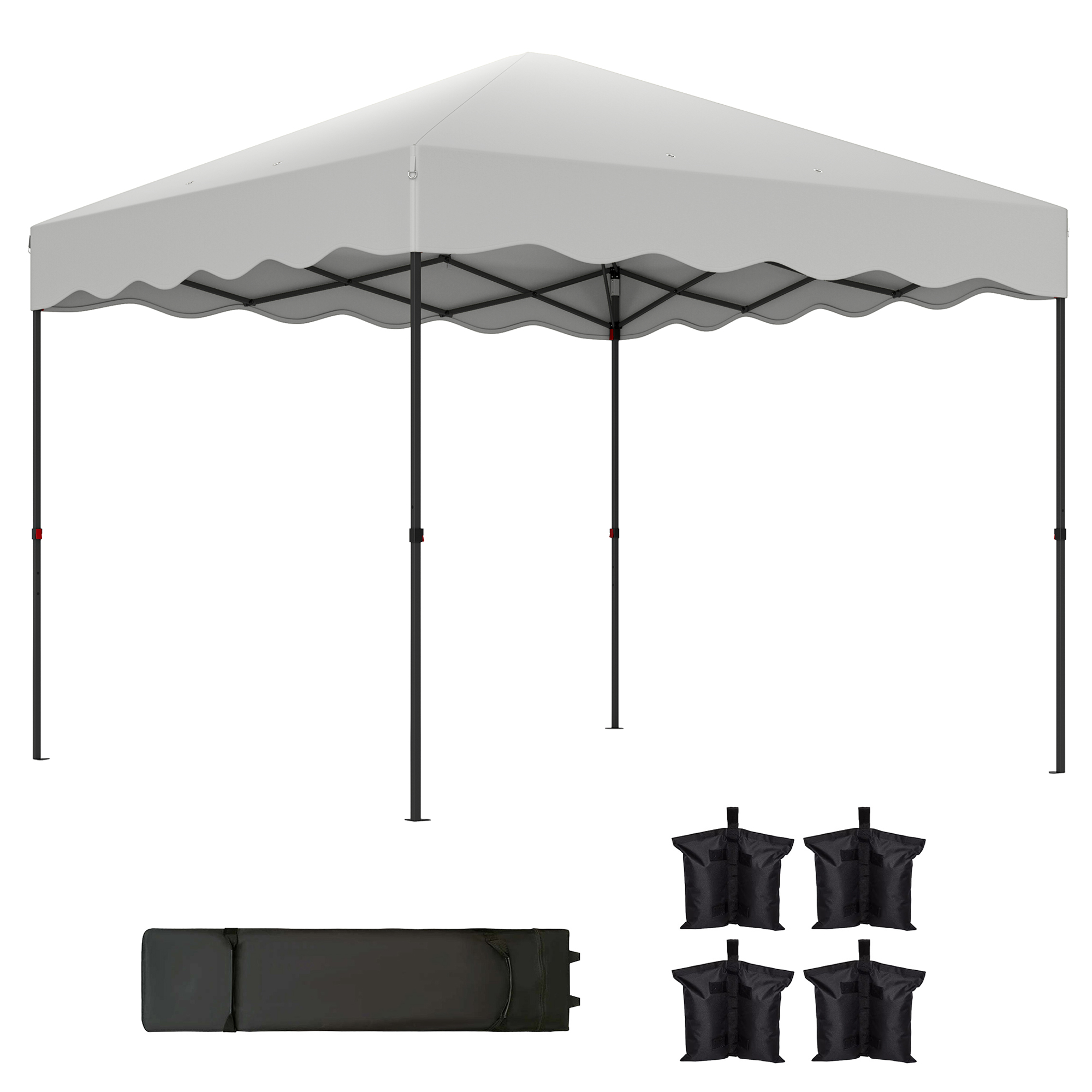 Outsunny Carpa Plegable 3x3m con Protección UV Altura Ajustable y Bolsa con Ruedas para 6-9 Personas Blanco
