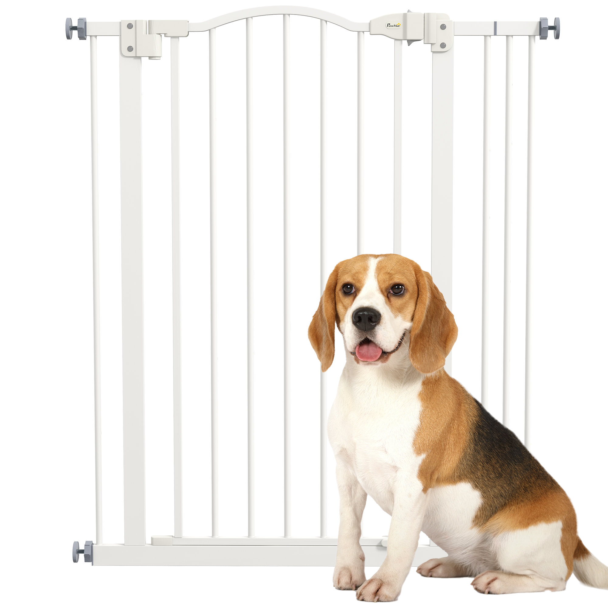 PawHut Metal Pet Safety Gate Dog Gate Folding Fence 74-87cm, Black