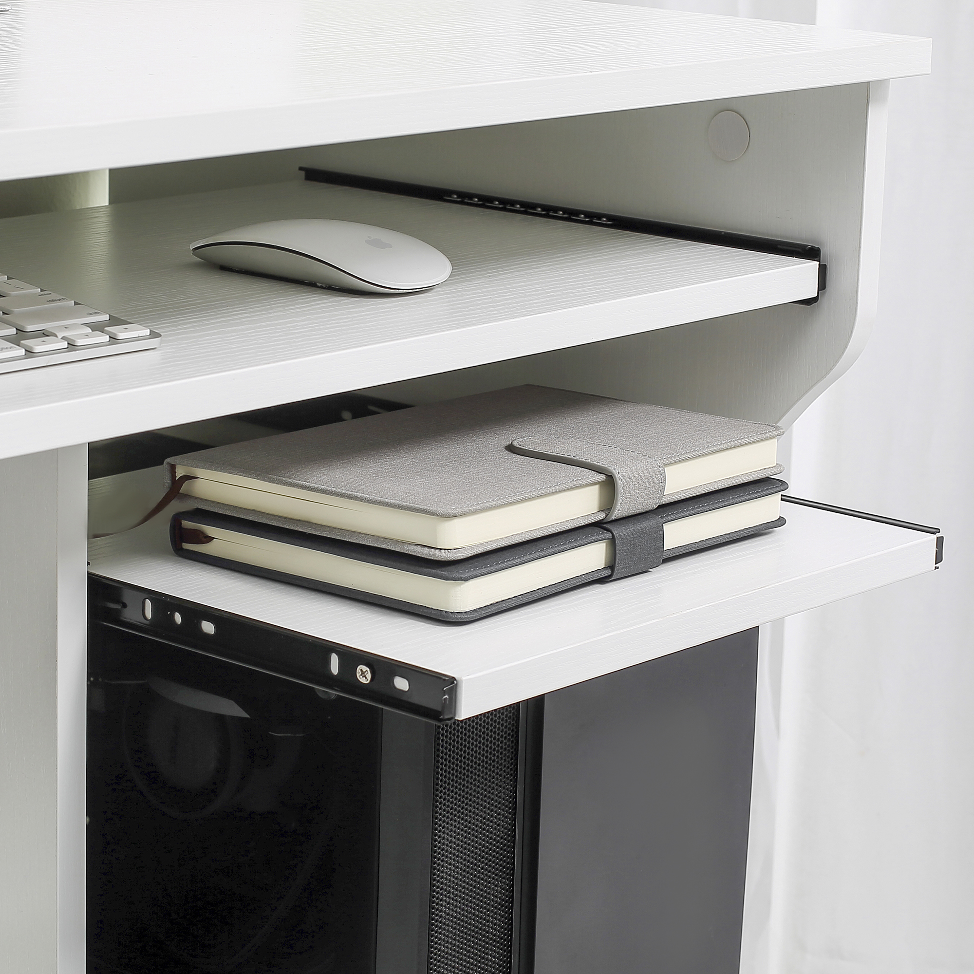 HOMCOM Multi-Storage Compact Work Desk, with Wheels White 9