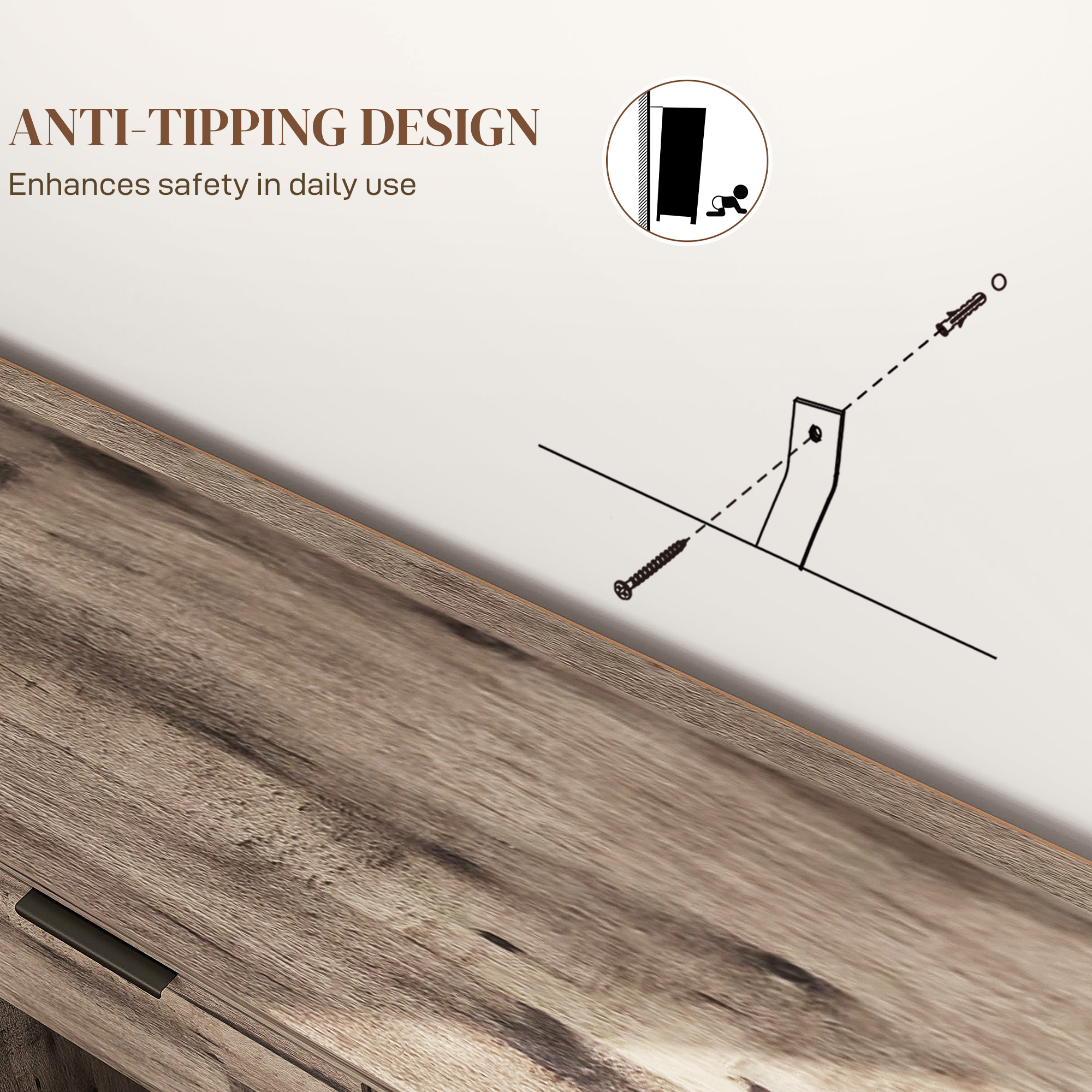  Bufet cu Sertar si 3 Dulapuri cu Rafturi Reglabile, 120x36,5x70 cm, Maro [5]