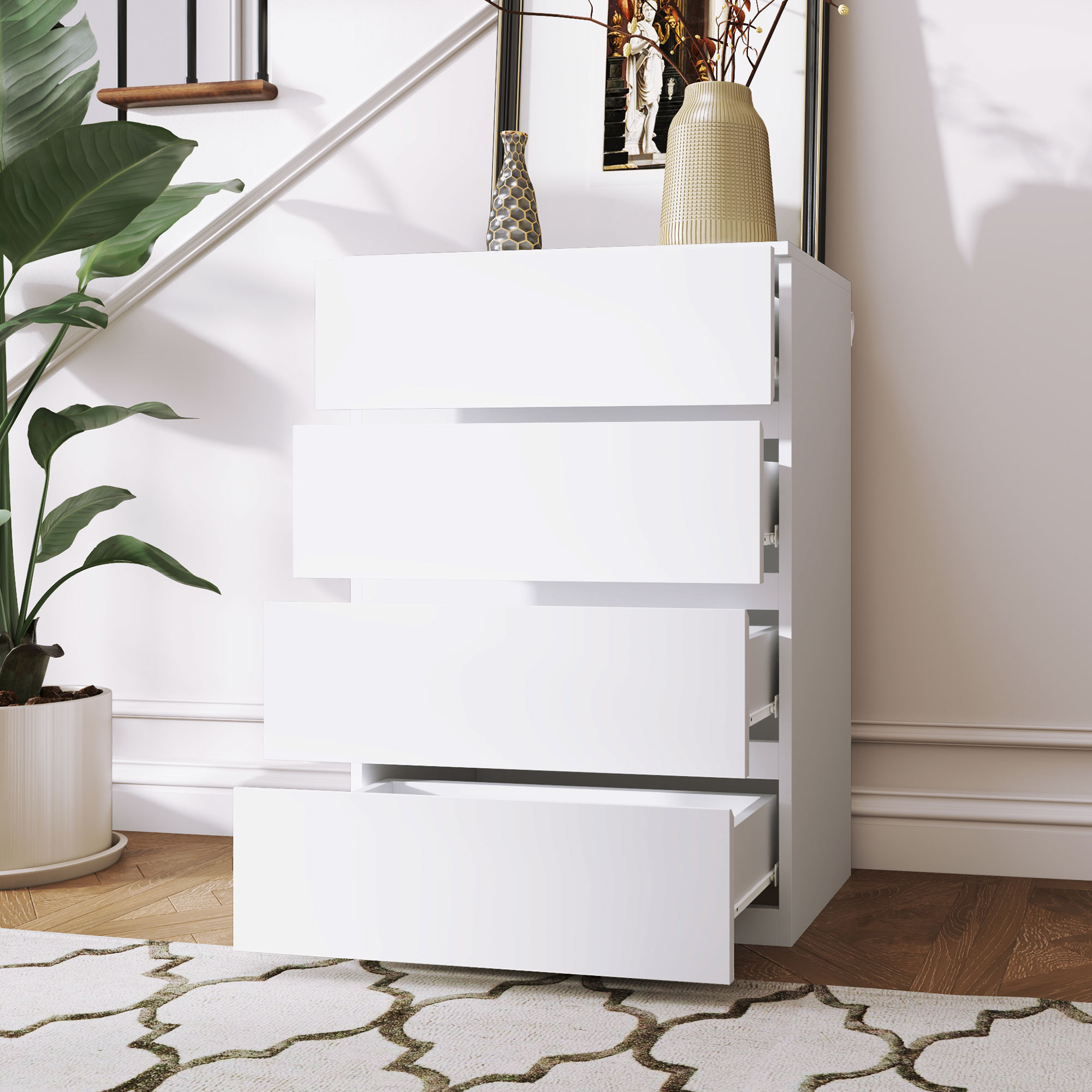 HOMCOM Chest of Drawers, 4-Drawer Storage Cabinets, Modern Dresser, Storage Drawer Unit for Bedroom 7