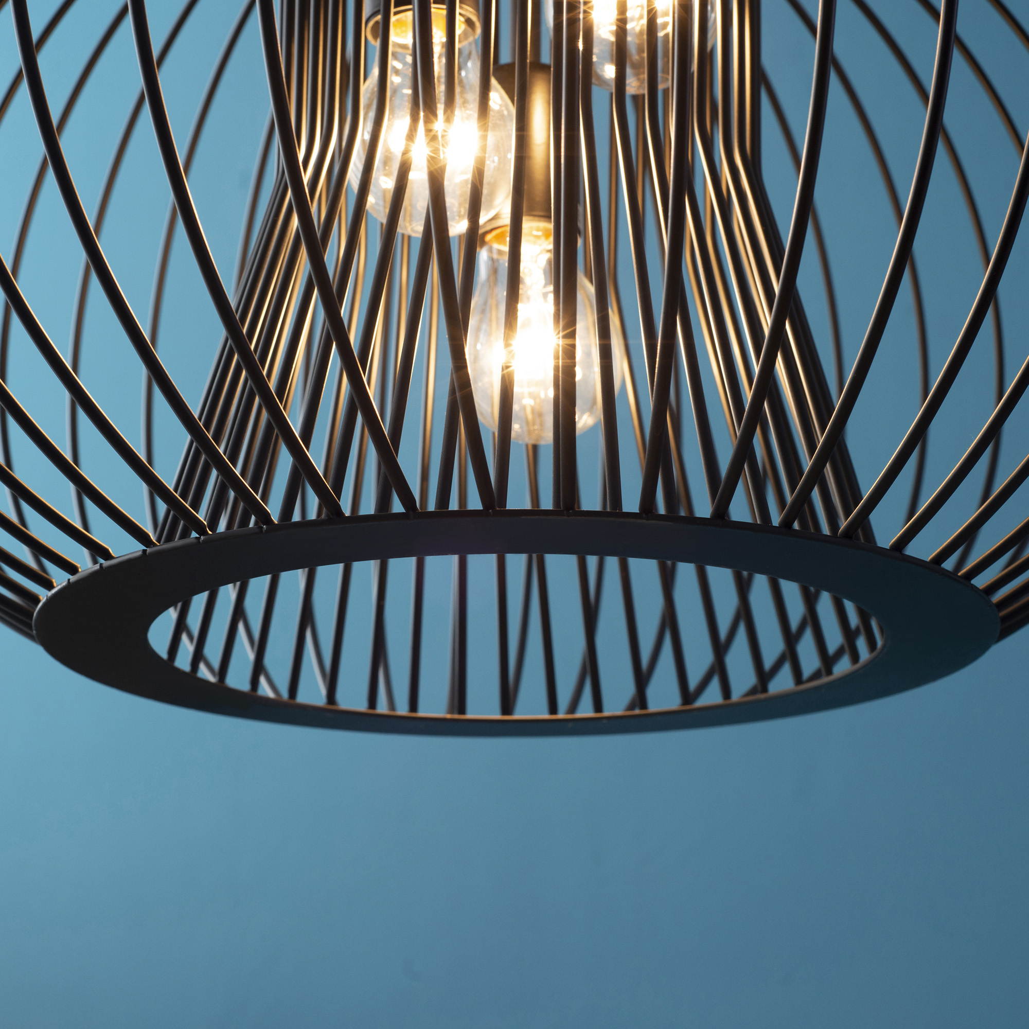 HOMCOM Lampadario Rustico In Acciaio Nero Intrecciato – 5 Luci Regolabili E14, Altezza Regolabile, Stile Country