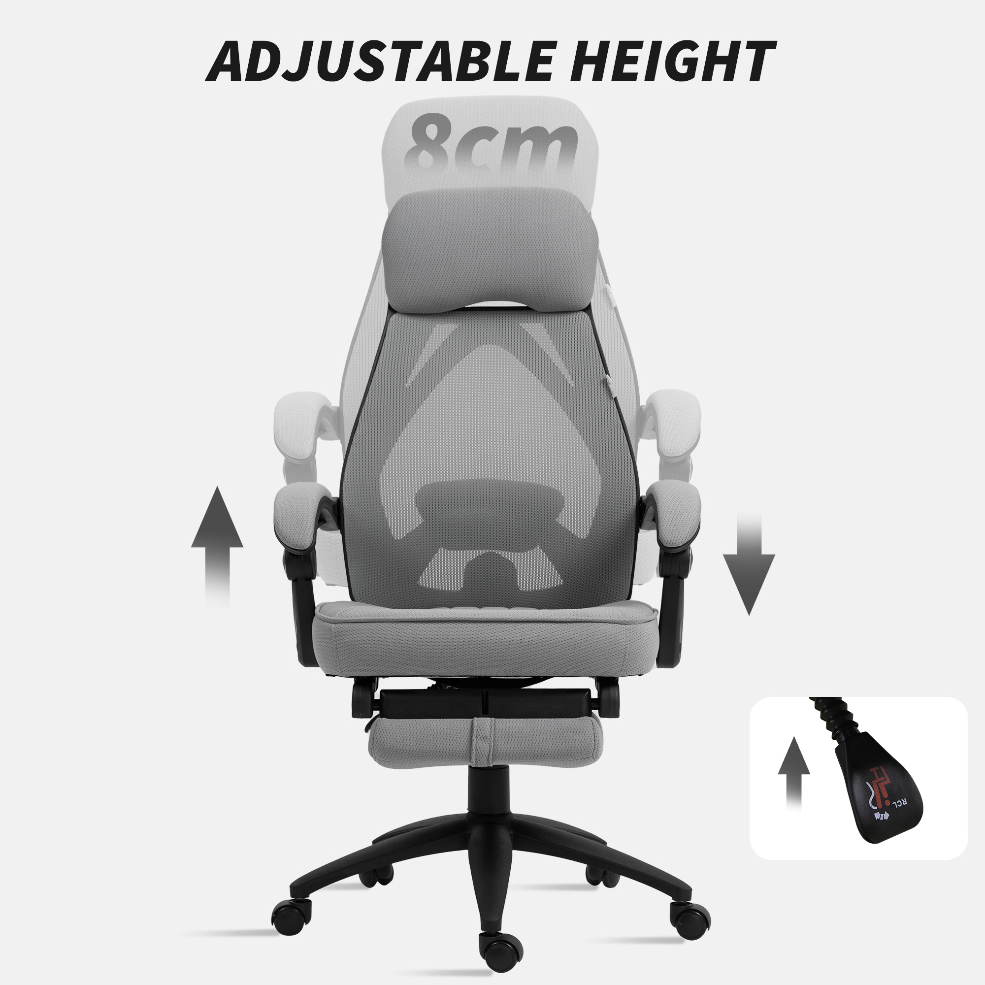 Vinsetto Office Chair with Footrest, High Back Swivel Desk Chair with Adjustable Height and Headrest for Home Office, Dark Grey 4