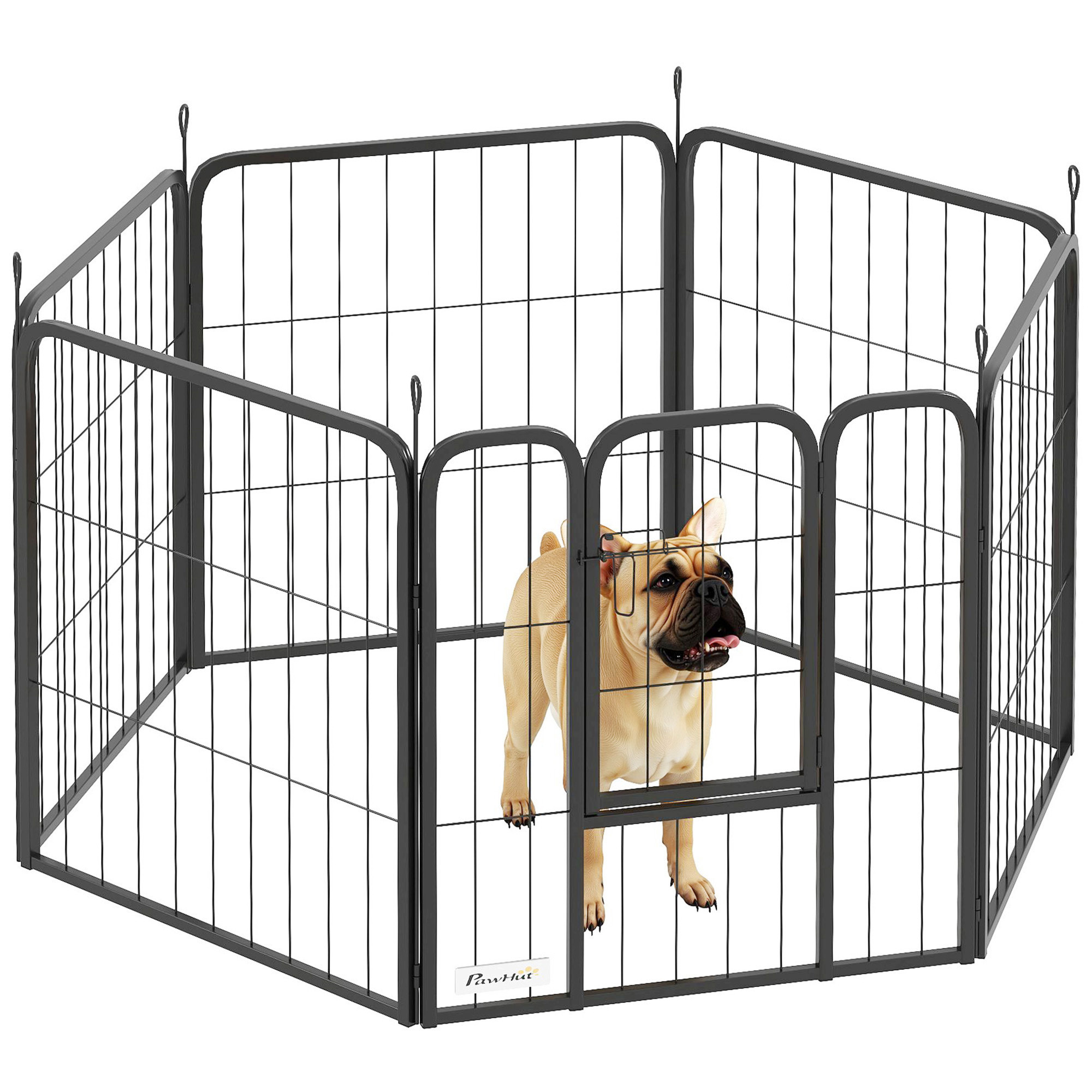 PawHut 6 Panels Heavy Duty Dog Playpen with Secure Door, for Indoor Outdoor, for Garden, Camping, 100cm High