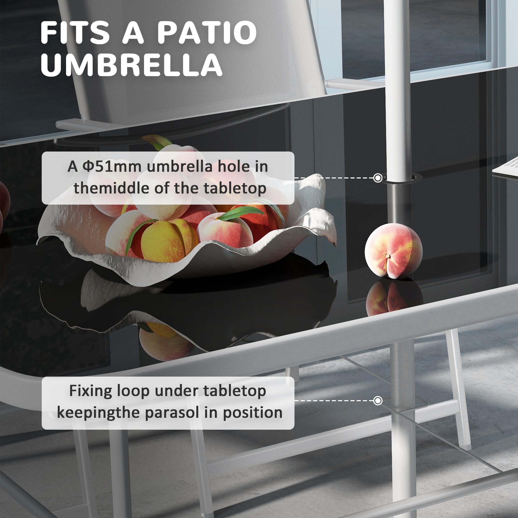 Outsunny Eight-Piece Garden Dining Set, with Chairs, Table and Parasol Grey 8