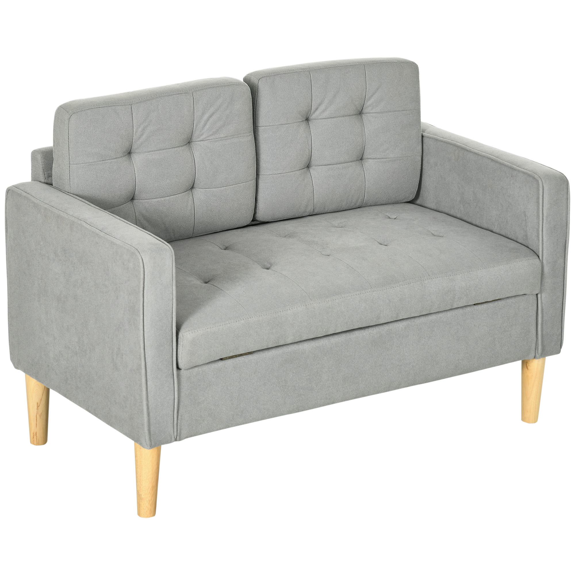 HOMCOM Modern 2 Seater Sofa with Hidden Storage, 117cm Tufted Cotton ...