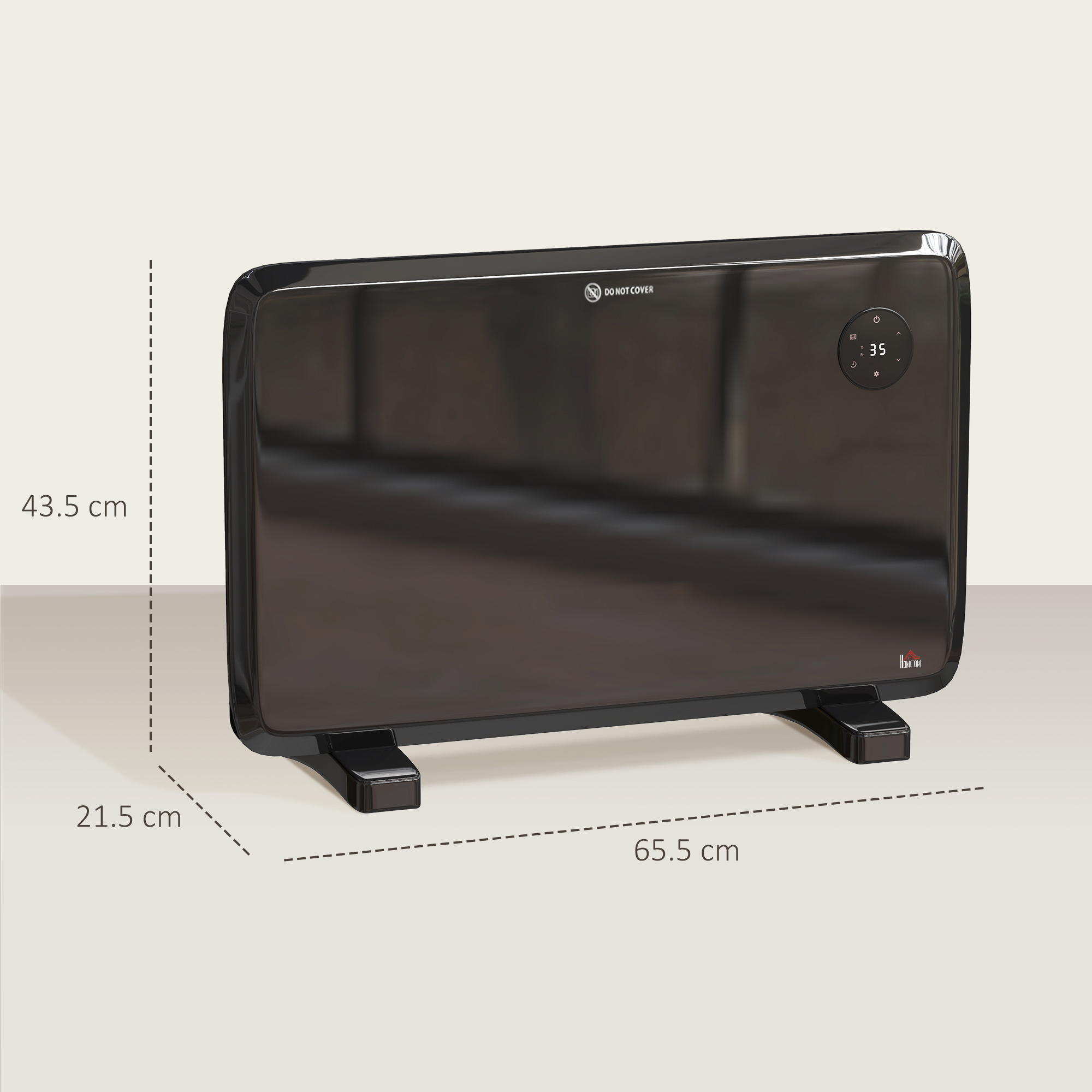 HOMCOM 1.2kW Freestand/On-Wall Electric Convector Heater, with Adjustable Thermostat Black 3