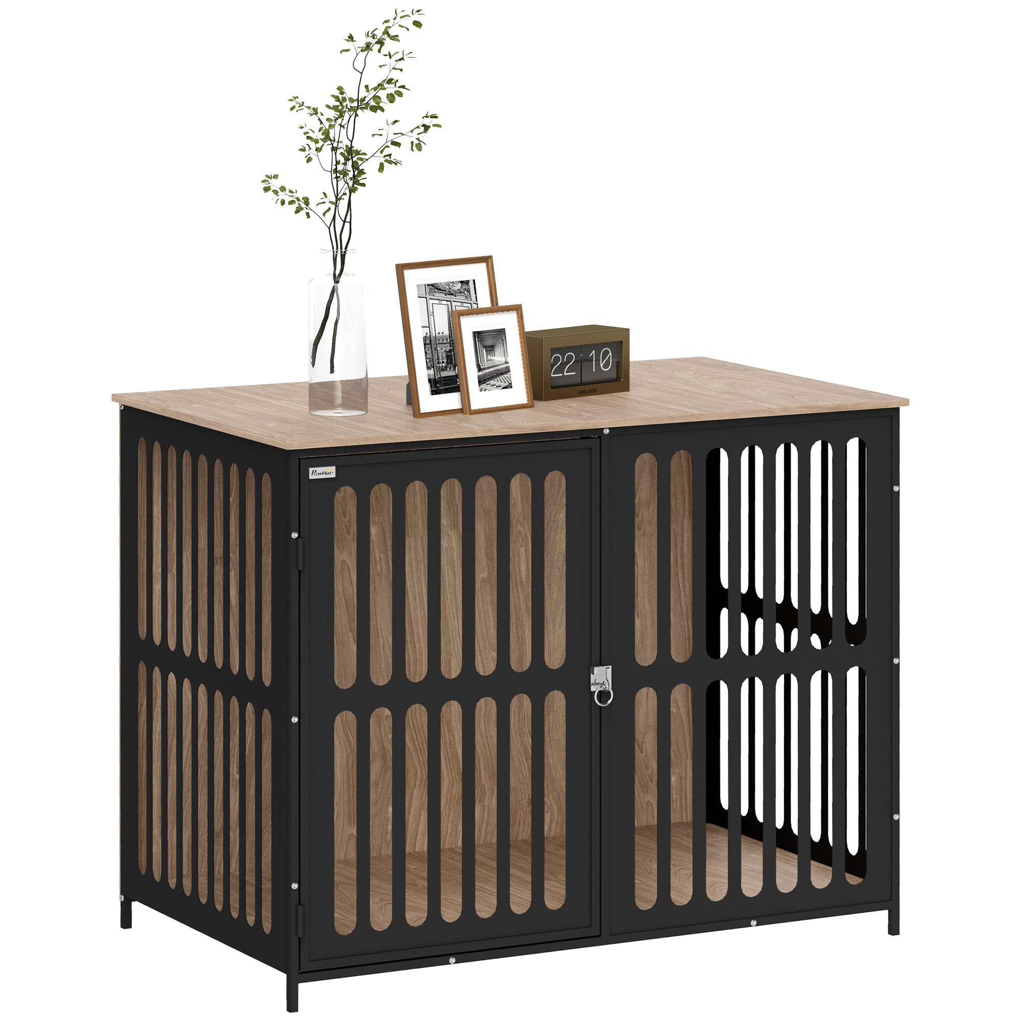 PawHut Dog Crate Furniture with Anti-Chew Resistant Mesh, Anti-Escape Single Door, for Medium Dogs, 80 x 55 x 72 cm