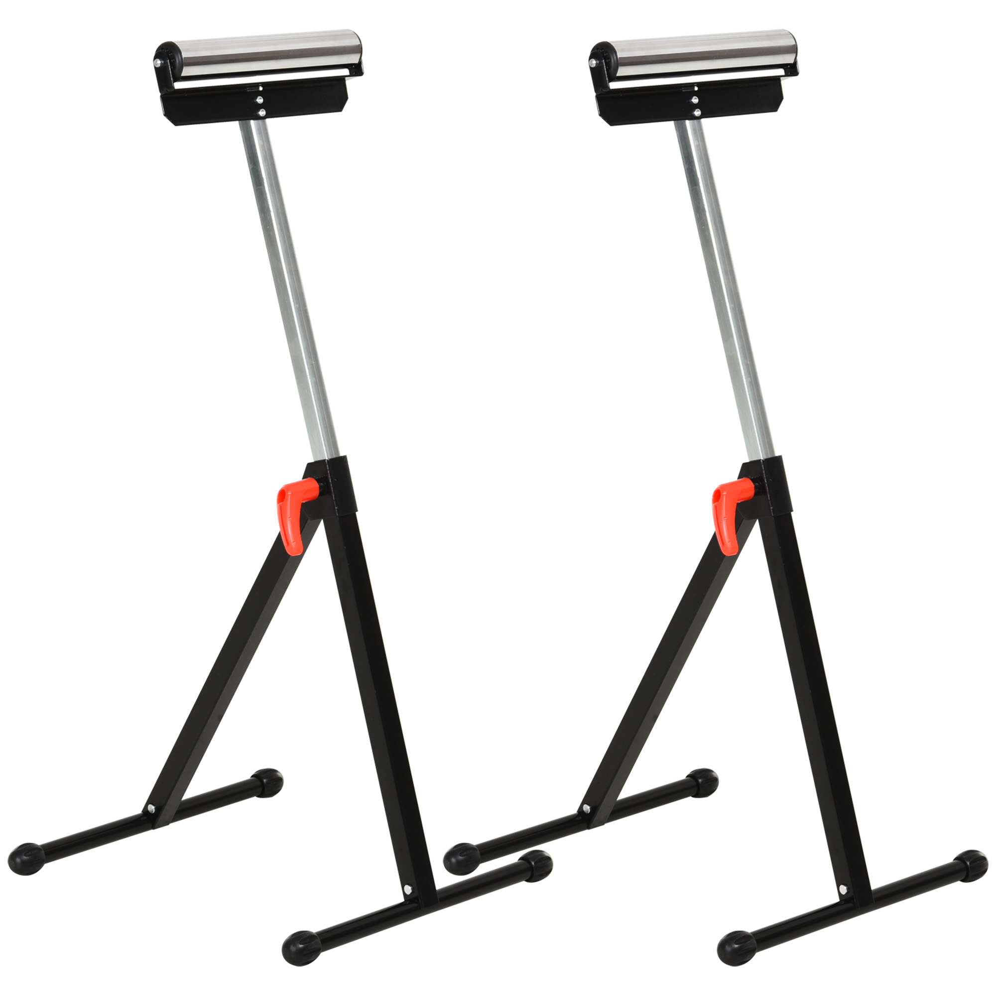 HOMCOM Folding Roller Stand, Material Support Pedestal with Ball Bearing Roller Height Adjustable Portable, Metal Construction, Black