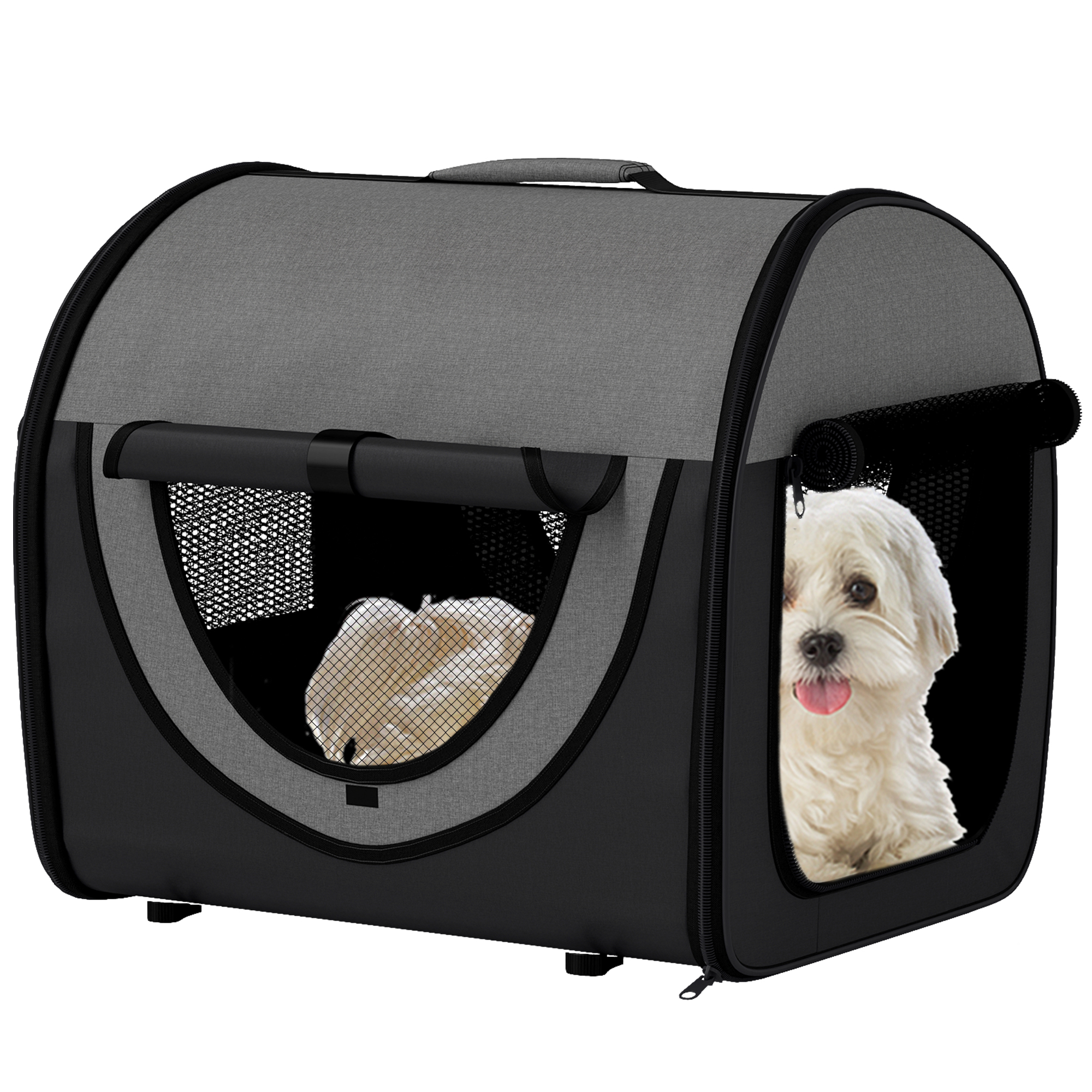 PawHut Foldable Pet Stroller for Large Dogs with Four Big Wheels, Shock-Absorbing Frame, Safety Leashes, Brakes, Dark Green