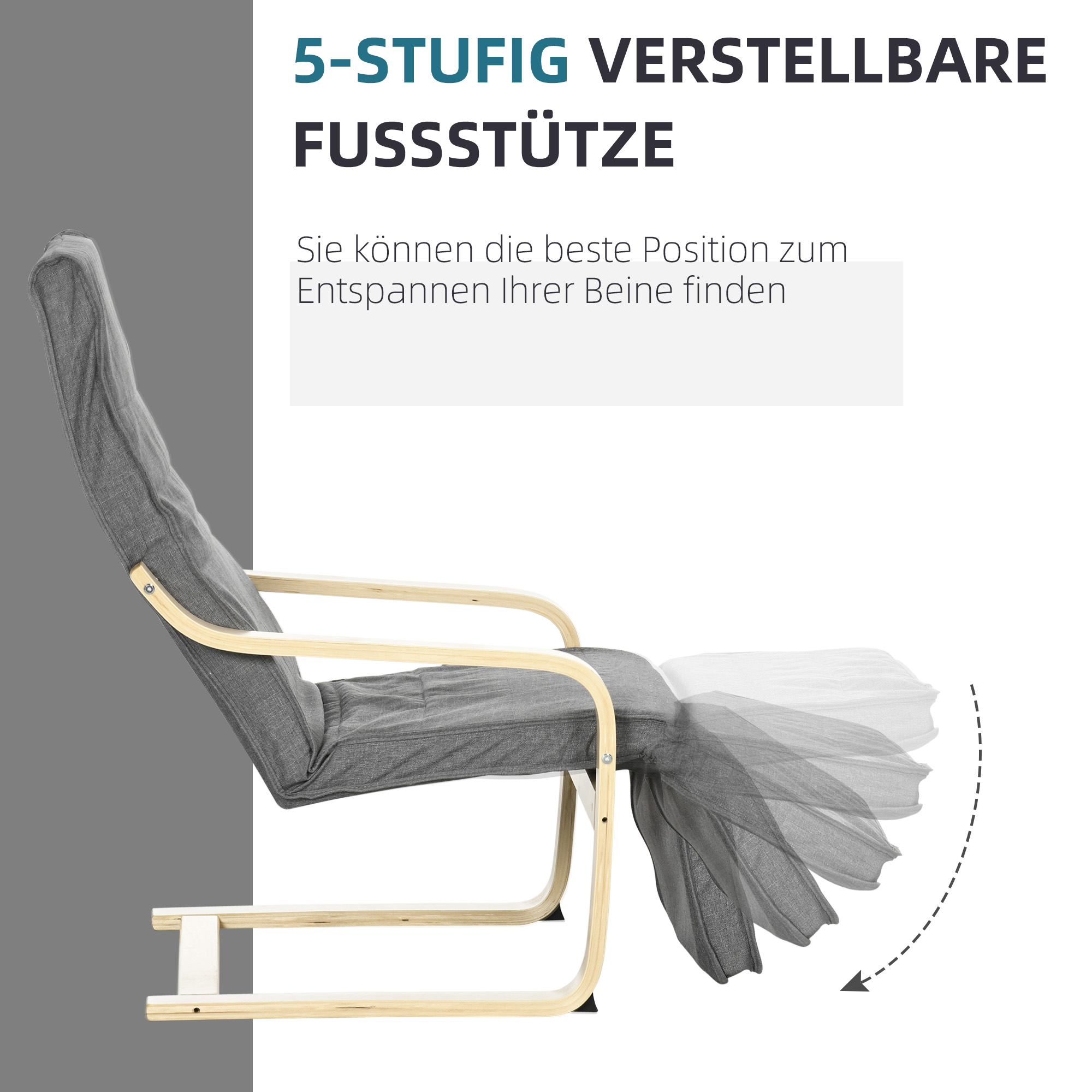 Aktsenttool, reguleeritava jalatoega, kasepuidust raam, kuni 120 kg, 66,5 x 94 x 100 cm, hall