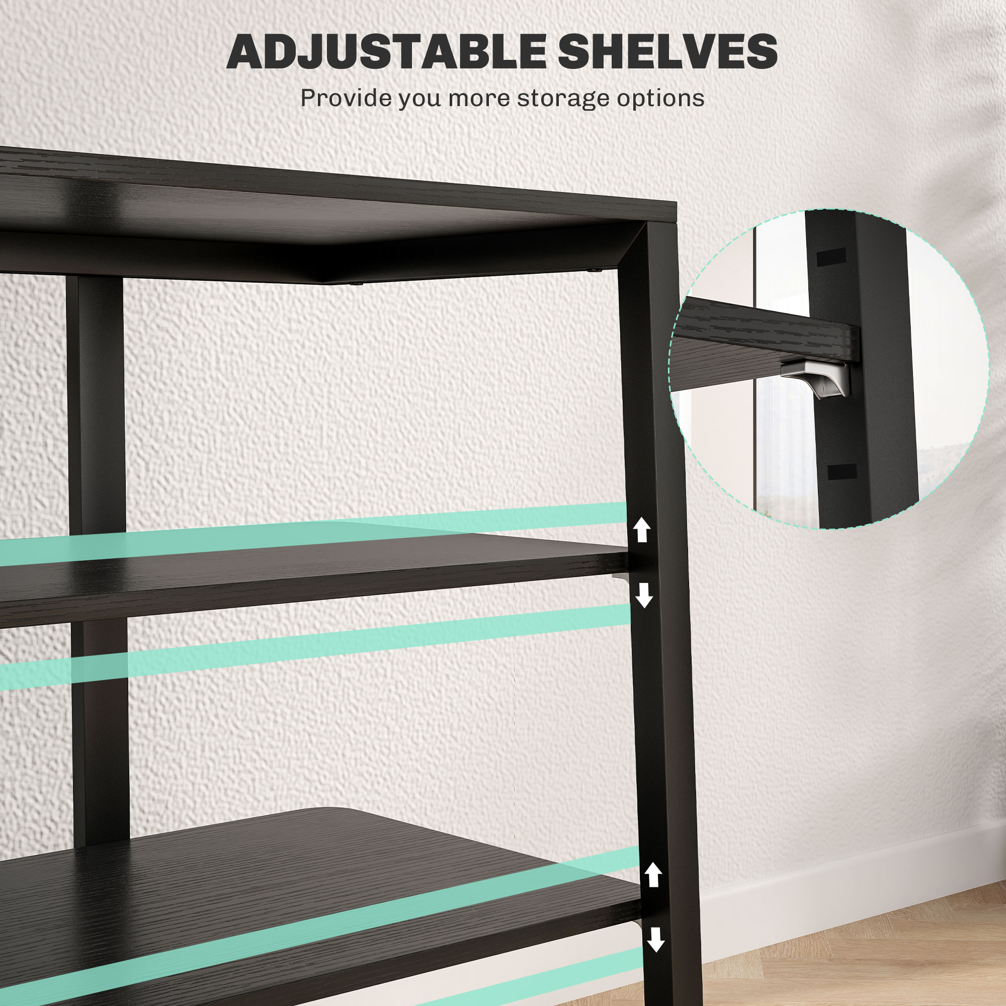 HOMCOM HiFi Stand, with Four Storage Shelves Black 5