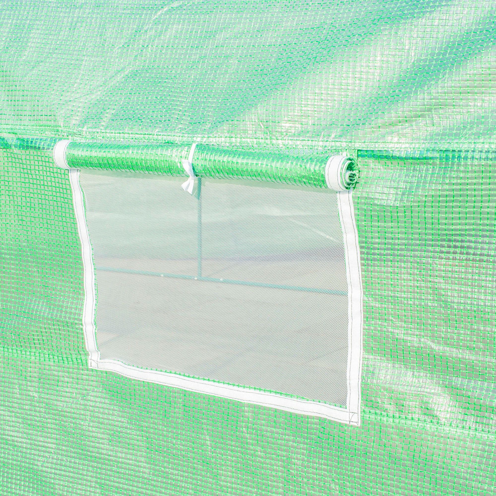 Outsunny Polytunnel Greenhouse with Windows and Door, Walk in Greenhouse for Garden, Backyard (6 x 3 M) 9