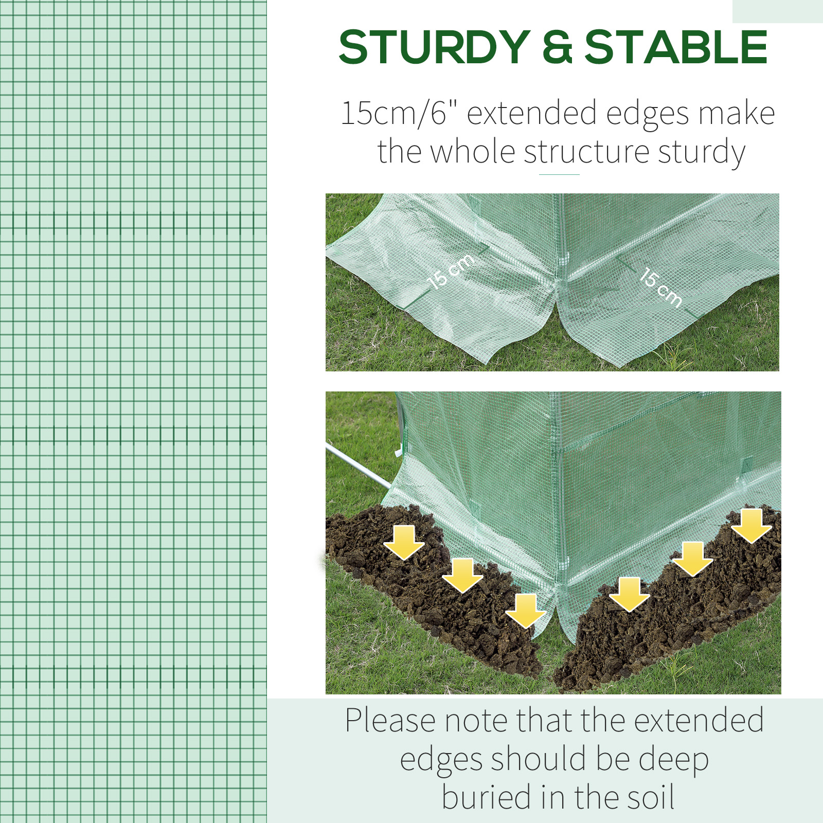 Outsunny 3 x 2 x 2m Greenhouse Replacement Cover ONLY Winter Garden Plant PE Cover for Tunnel Walk-in Greenhouse with Roll-up Windows Door Outdoor, Green 5