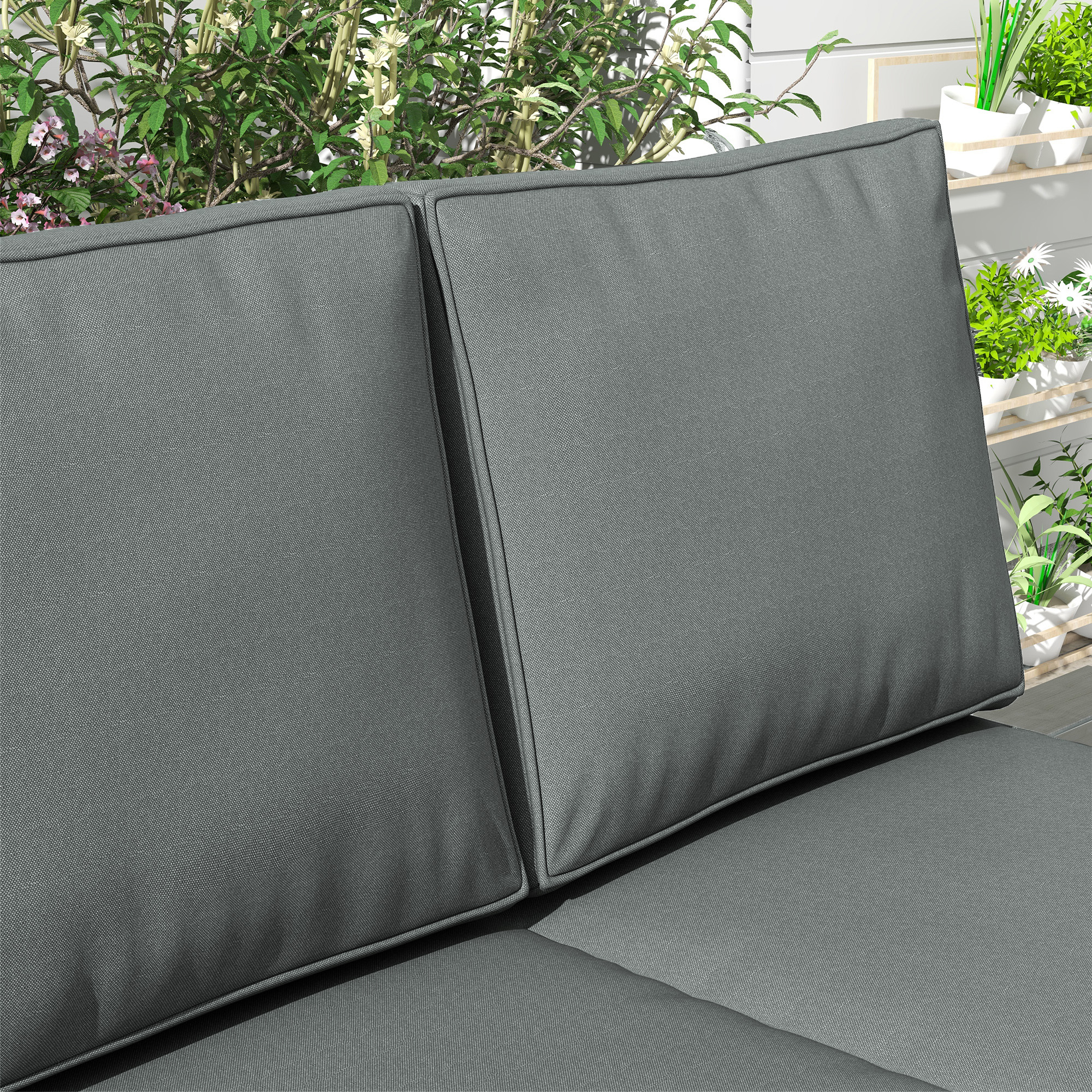 Outsunny 2 Seater Back and Seat Cushion Pillows Replacement, Patio Chair Cushions Set for Indoor Outdoor, Charcoal Grey 7