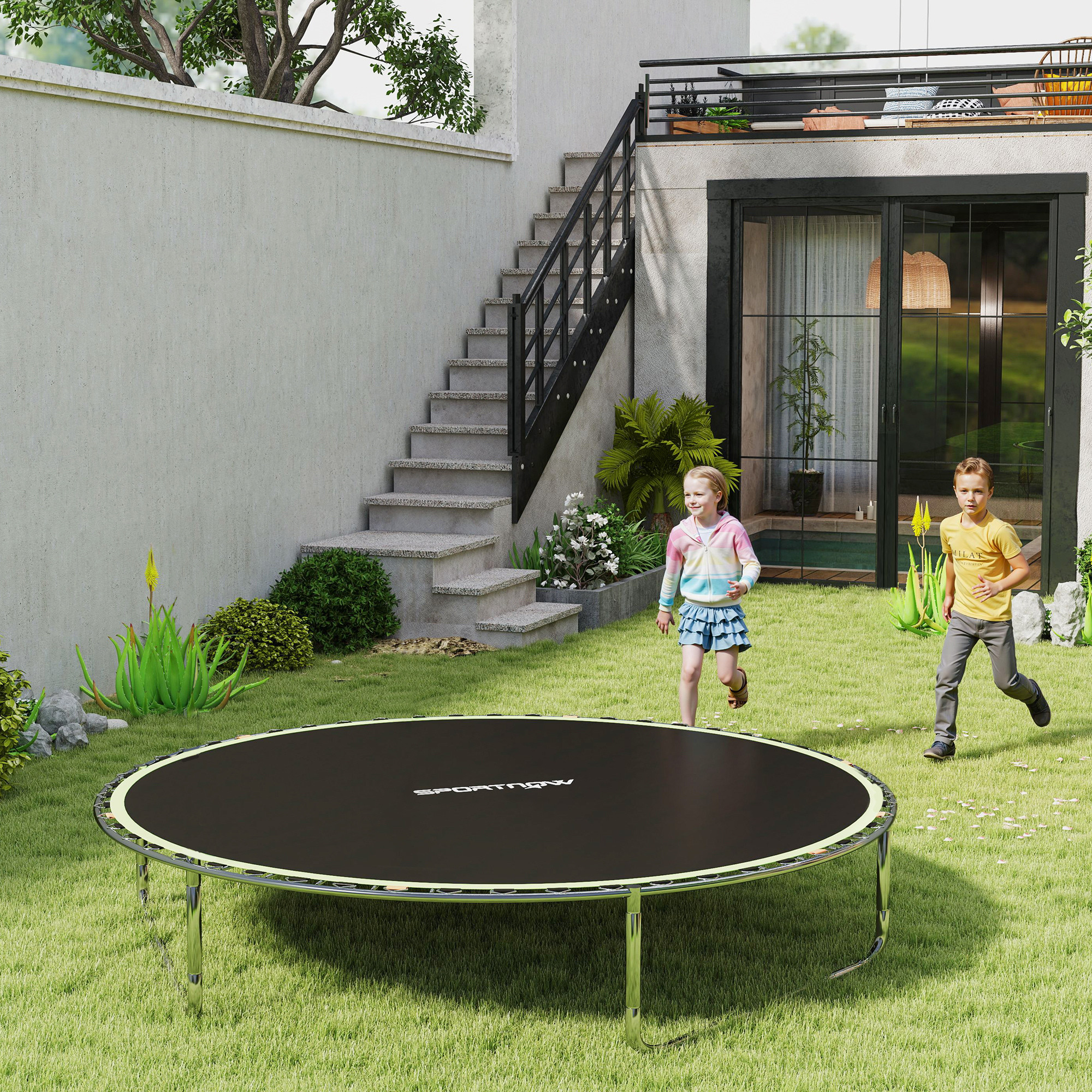 SPORTNOW Trampoline Replacement Mat with Spring Pull Tool, 54 V-Hooks, for 10ft Trampoline using 14cm Springs, Green 2
