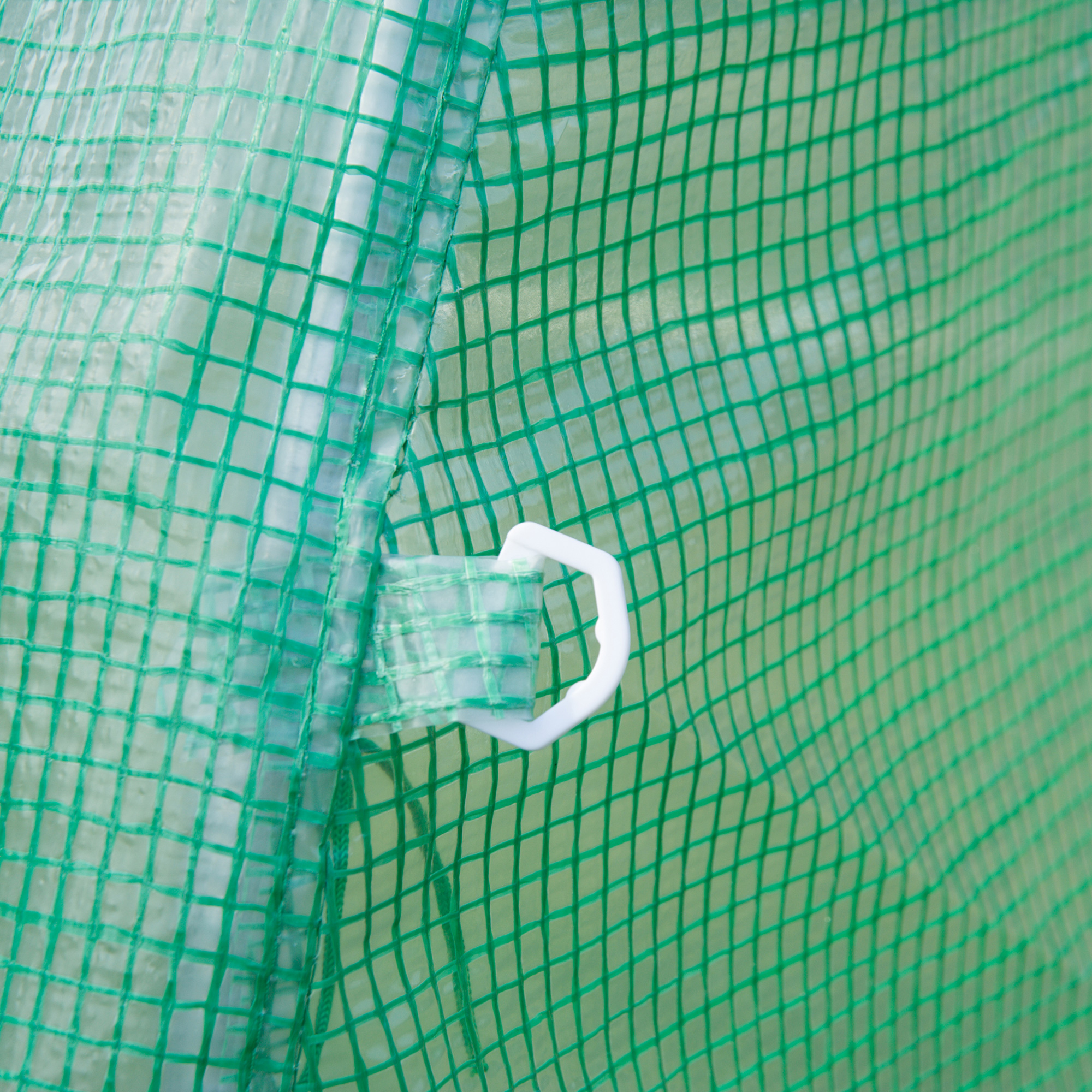Outsunny Walk-in Polytunnel Greenhouse, Outdoor Garden Tunnel Greenhouse Tent with Zipped Roll-Up Door and 8 Mesh Windows, 4 x 2M 8