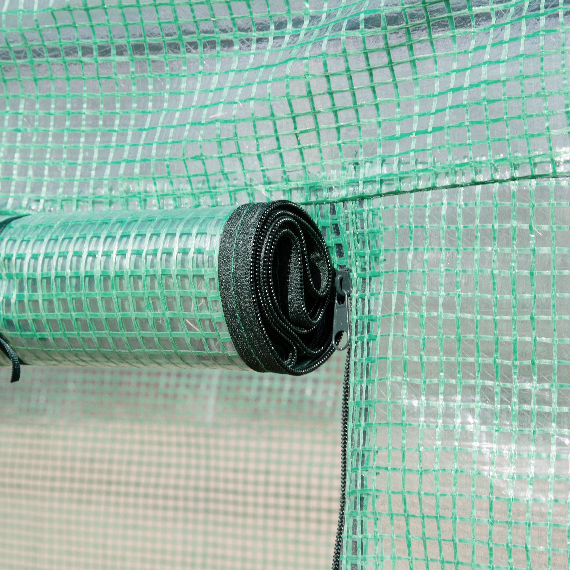 Outsunny Walk-in Polytunnel Greenhouse Green House with Roll-up Sidewalls, UV-resistant PE Cover, 3 x 2 x 2m, Green 9