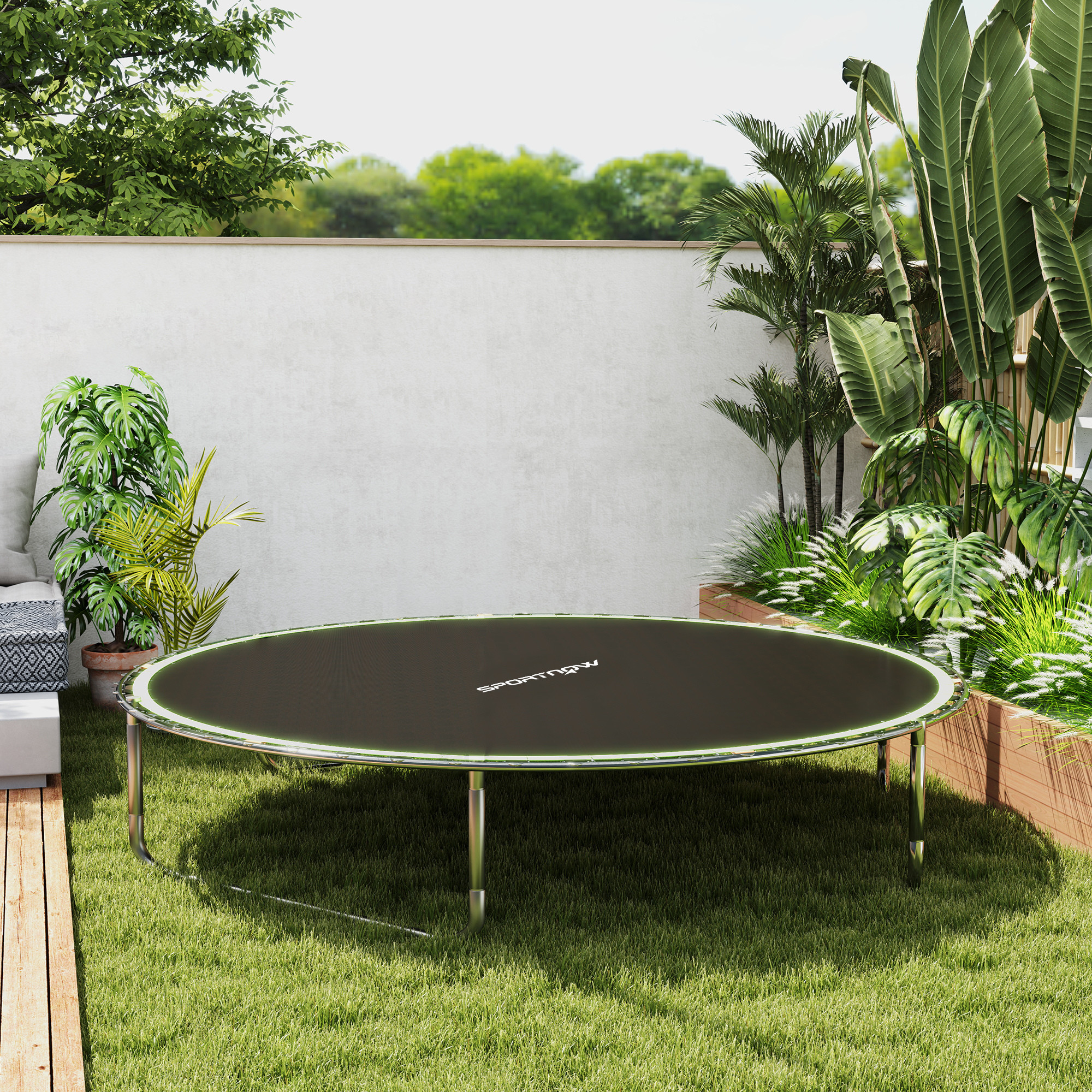 SPORTNOW Trampoline Replacement Mat with Spring Pull Tool, 54 V-Hooks, for 10ft Trampoline using 14cm Springs, Green 9