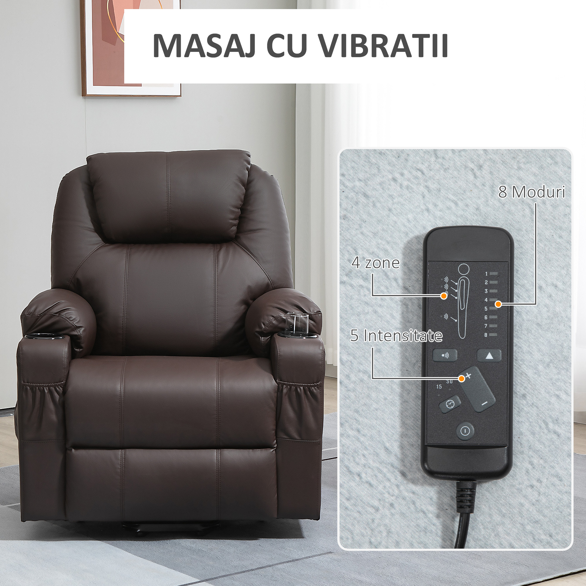  Scaun Electric Ridicare Seniori Piele PU cu Masaj & Telecomanda [5]