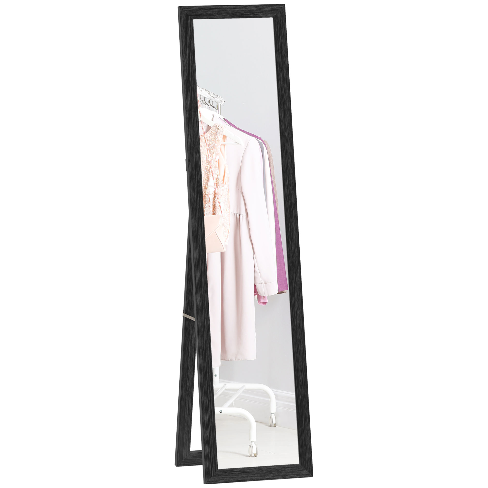 Image of HOMCOM Specchio da Parete e da Appoggio con Cornice in MDF per Ingresso, Soggiorno e Camera, Nero006