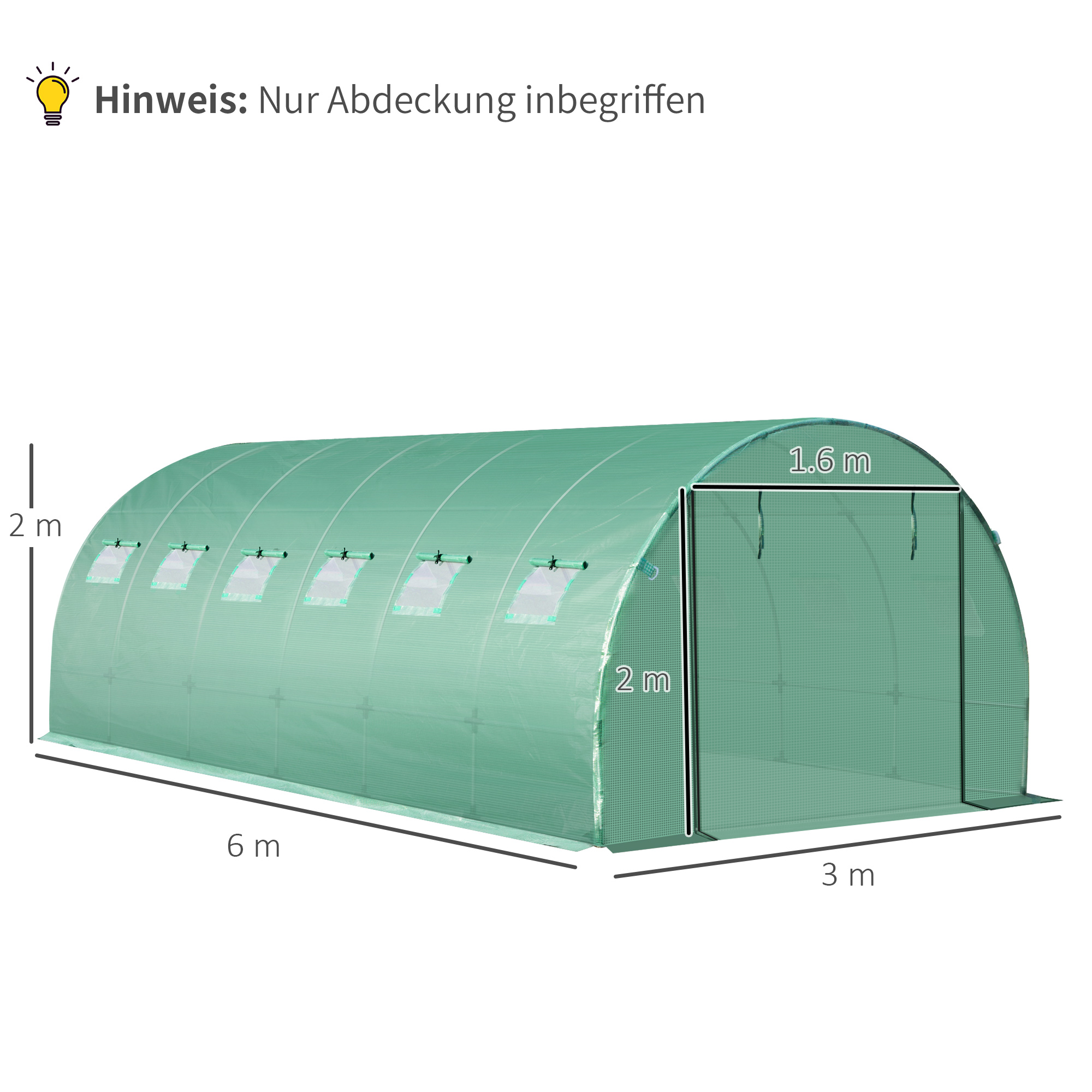 Kasvuhoonekile 6x3x2m, veekindel aiakile UV-kaitsega, PE-kile, aianduskate, kasvuhoone, tunnel, tunnelikile õues kasutamiseks, taimed, roheline