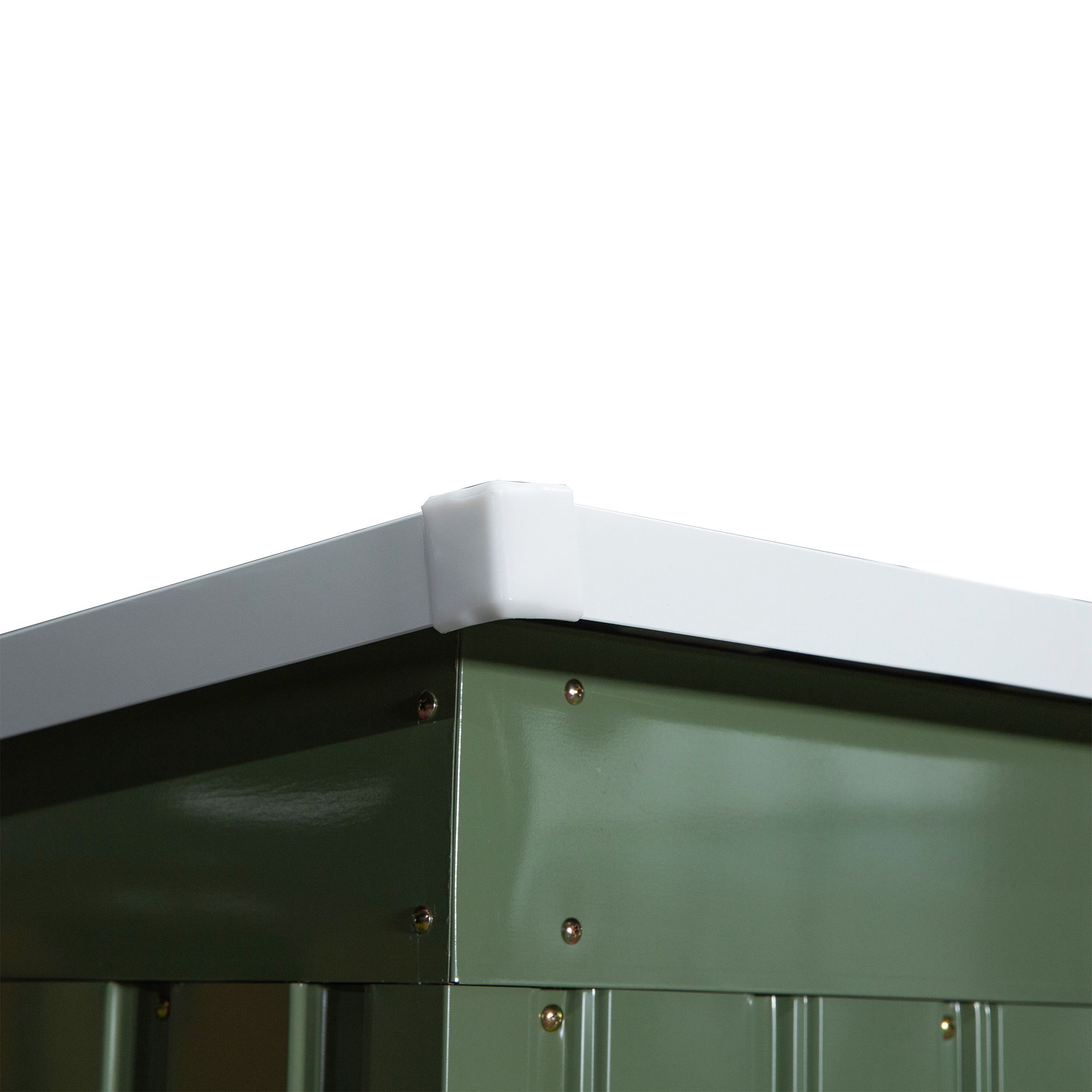  Magazie de gradina din otel cu acoperis inclinat, usa glisanta dubla si orificii de aerisire, 213x130x173 cm, verde [7]