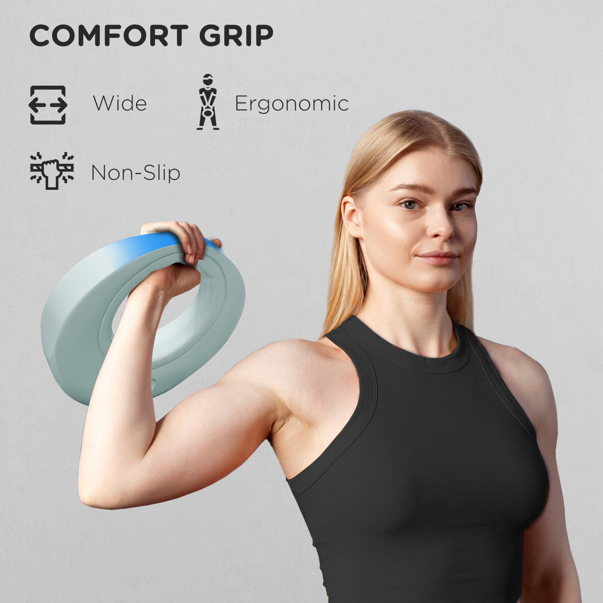 SPORTNOW 6kg Kettlebell, Kettle Bell with Wide Handle for Home Gym, Weight Lifting, Strength Training, Light Grey 4