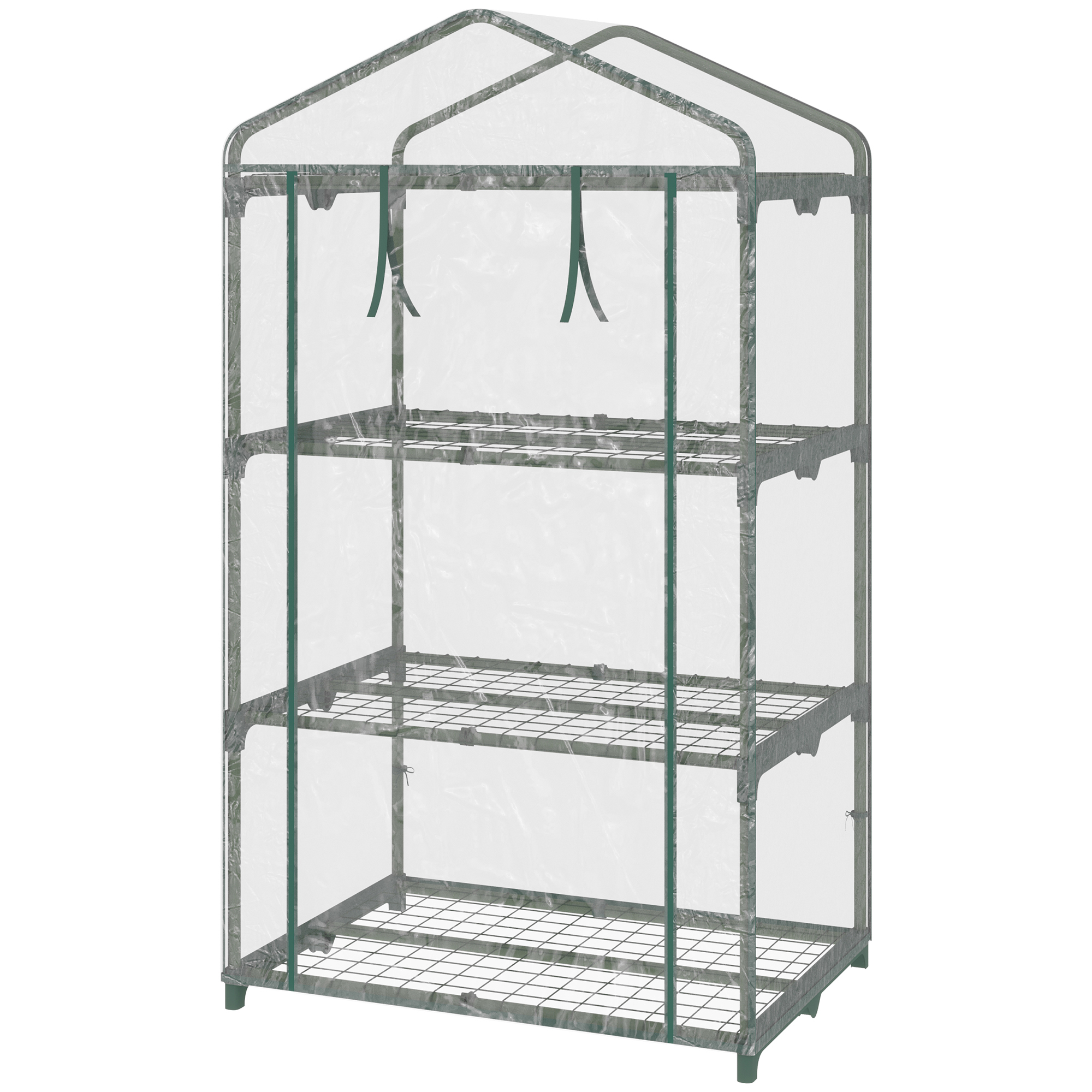 Serre de jardin avec étagères métalliques à 3 niveaux serre de balcon couverture PE toit incliné