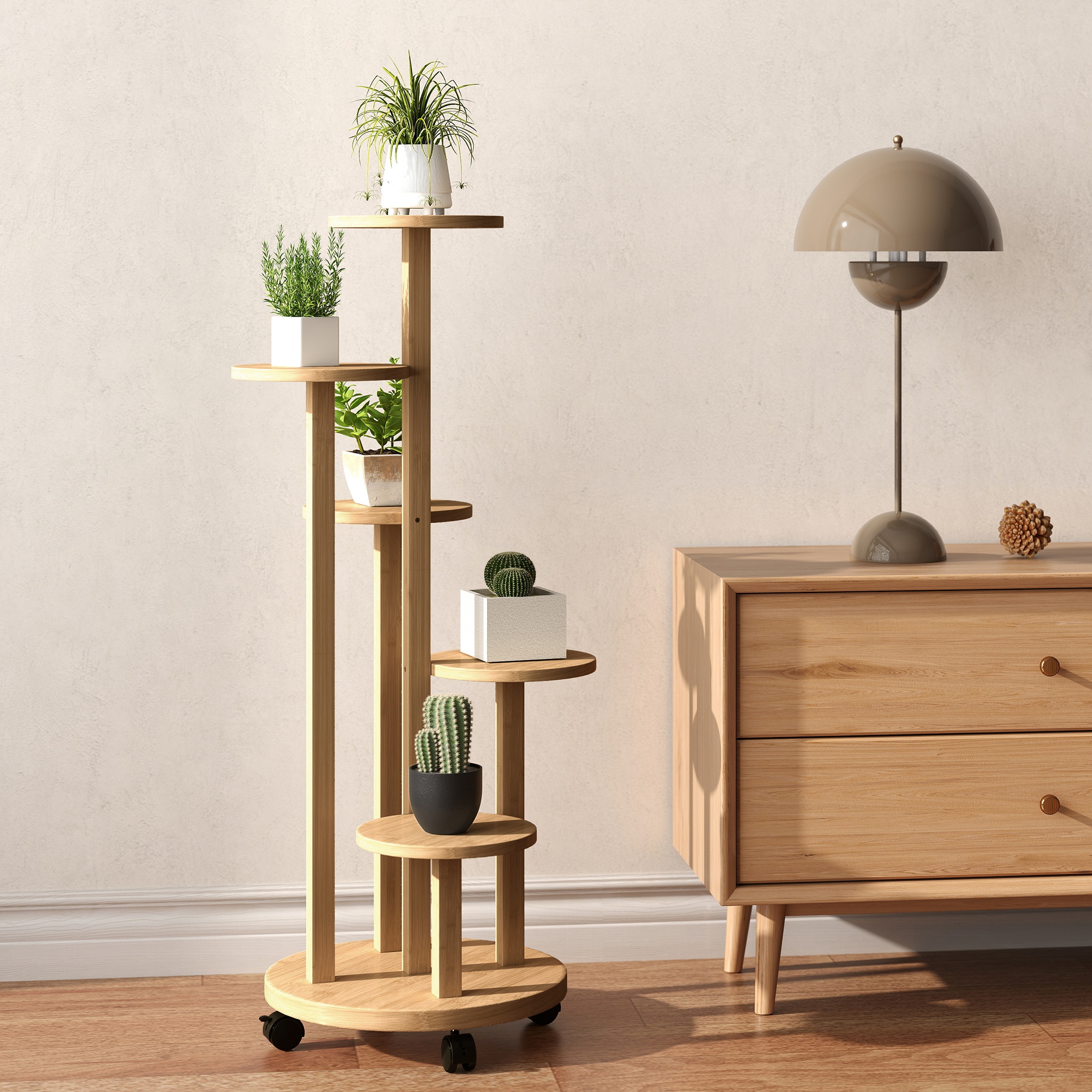 Porte plante tricycle - étagère de pots de fleurs - jardinière dim. 52L x 31l x 45H cm - bois de sapin OUTSUNNY